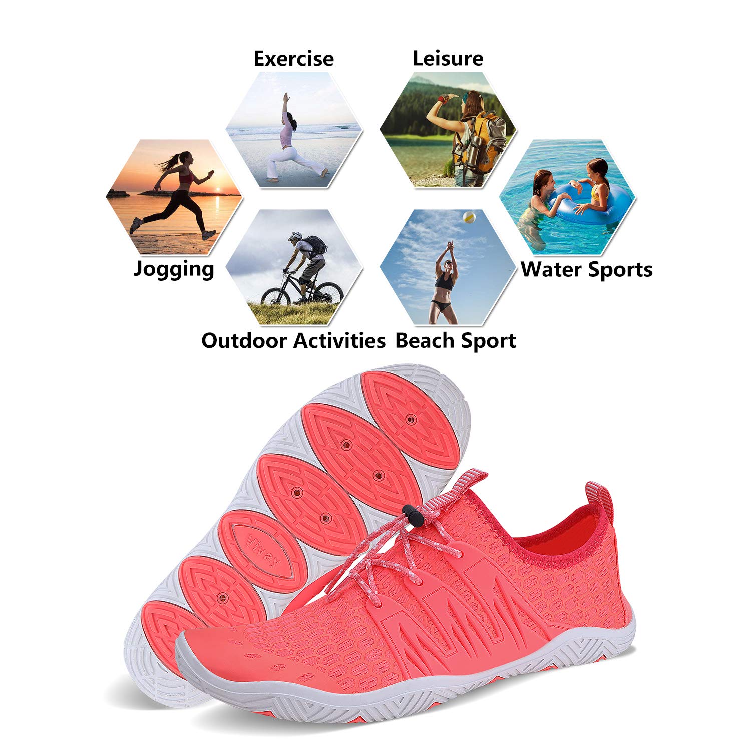 **Men's & Women's Quick-Dry Water Shoes - Barefoot Aqua Socks for Swimming, Surfing, Beach, Pool, Yoga & Outdoor Activities**    **Perfect for Beach Vacations, Water Sports, Travel & Light Hiking**