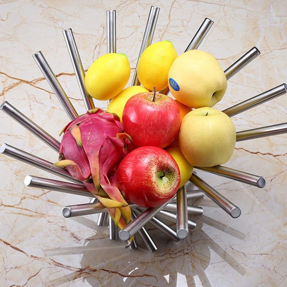 Stainless Steel Rotating Fruit Basket - Foldable Kitchen Counter Storage Bowl for Fruits, Vegetables & Decor | Space-Saving Organizer for Pantry, Dining Table & Countertop Decor
