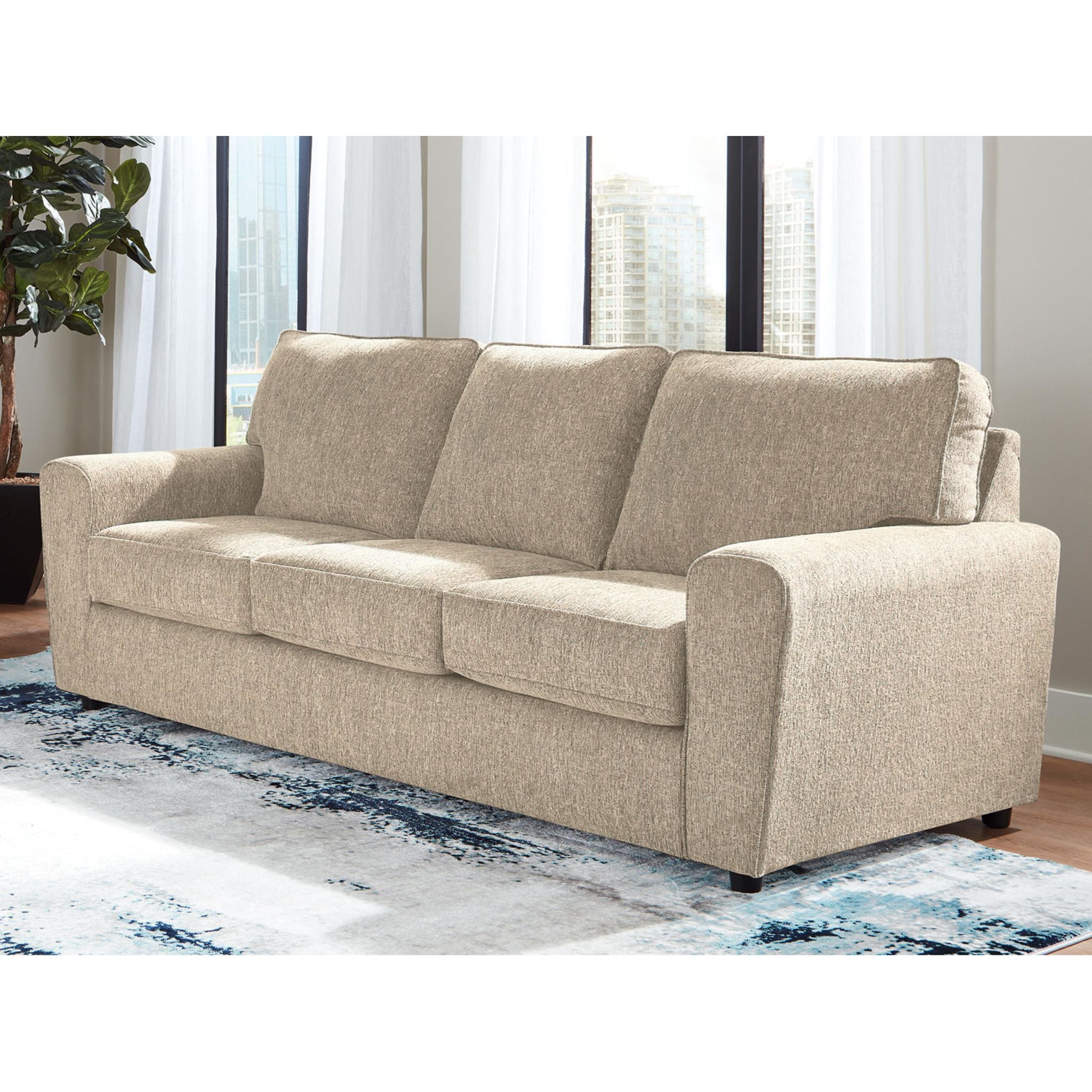 Arlis Sofa Cobalt Blue - Modern Mid-Century Fabric Sofa for Living Room, Lounge & Office - Comfortable & Stylish Home Furniture