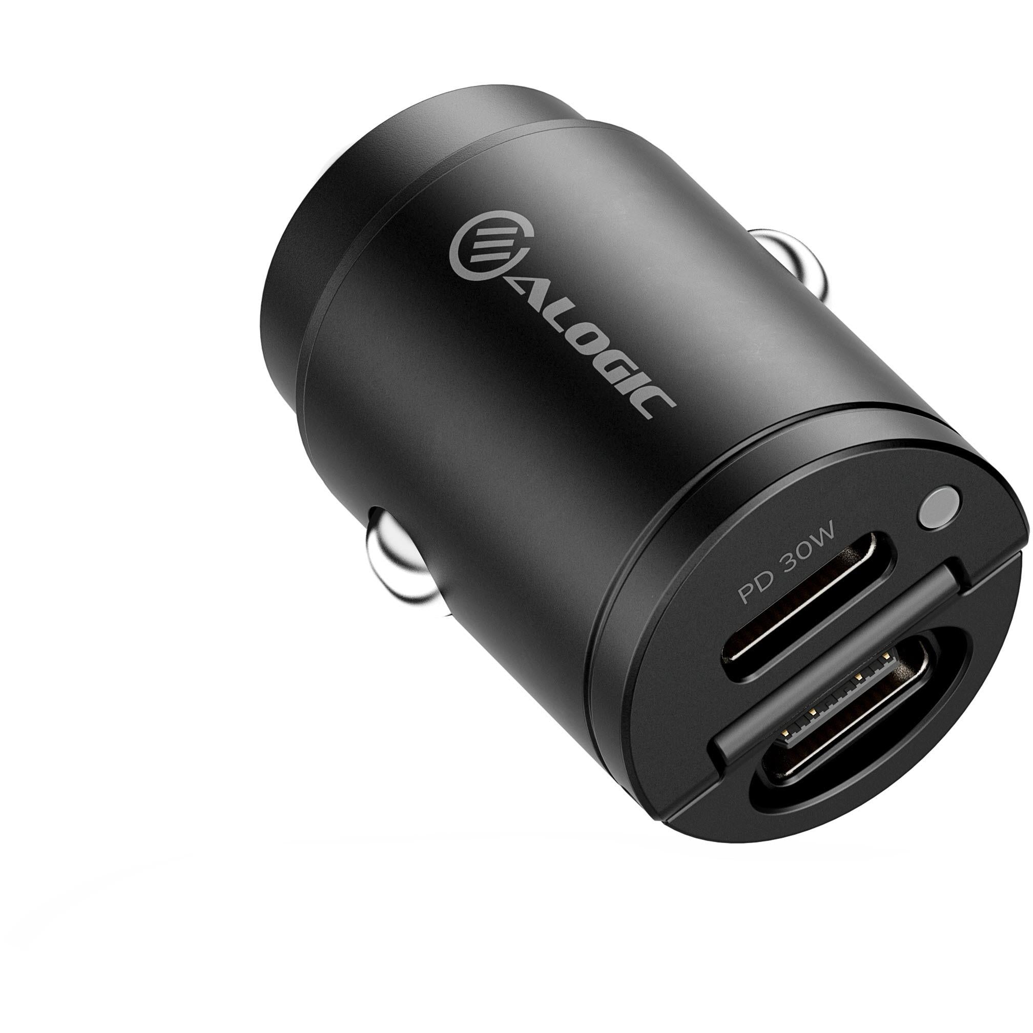 ALOGIC 30W Fast Car Charger with Dual USB-C Ports - Compact & Powerful for iPhone, Android, and More | Perfect for Road Trips & Daily Commutes