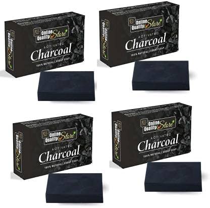 Best Activated Charcoal Soap for Face & Body - Deep Cleansing & Detoxifying Bar (4-Pack, 100g Each) - Perfect for Acne-Prone Skin & Blackhead Removal