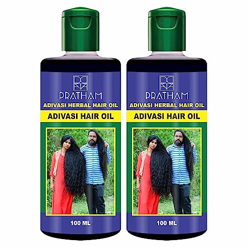 Adiwasi Ayurvedic Herbal Hair Oil for Hair Growth & Scalp Care - 100% Pure Natural Ingredients - Promotes Thicker, Longer Hair - Pack of 2 (100ML Each) - Perfect for Daily Hair Care Routine & Ayurvedic Treatment