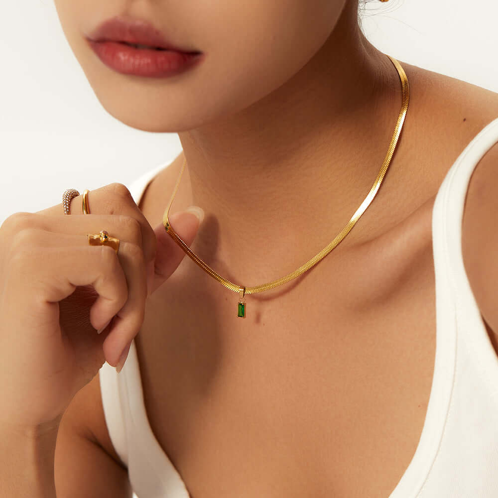 18K Gold Snake Chain Choker Necklace with Elegant Pendant | Dainty Layering Jewelry for Women | Perfect for Date Night, Weddings & Special Occasions