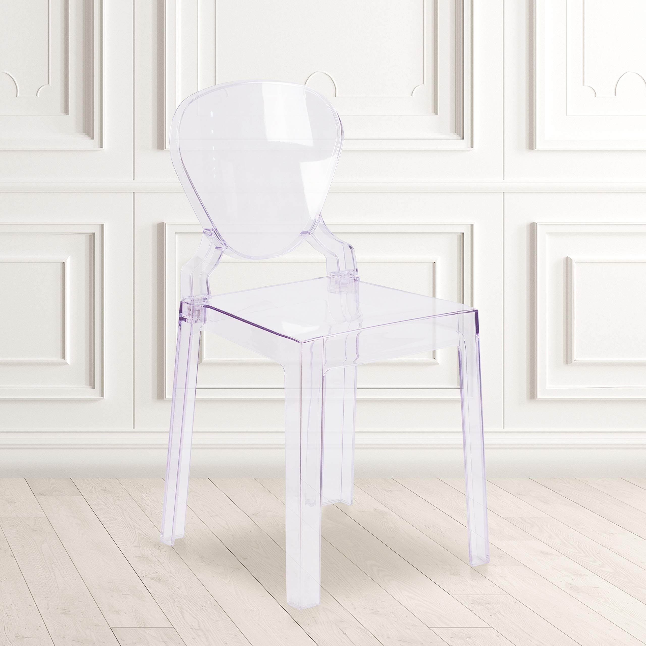 Flash Furniture Theo Ghost Chair - Transparent Crystal Tear Back Design - Modern Acrylic Dining Chair for Kitchen, Dining Room, or Office - Elegant Home Decor & Party Seating