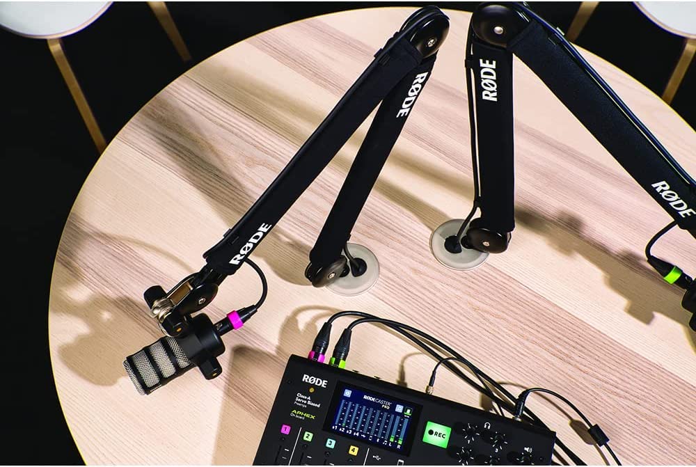Rode PSA1+ Pro Studio Boom Arm with ZAYKiR Microphone Stand Extension - Professional Podcasting & Streaming Mic Mount for Home Studio, Voice Recording, YouTube, Gaming Setup