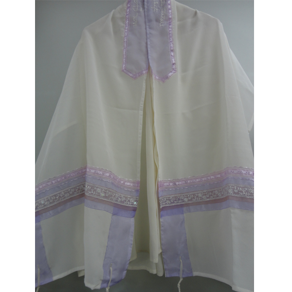 Lavender Silk Tallit for Women & Girls - Elegant Prayer Shawl for Synagogue, Bat Mitzvah & Jewish Ceremonies