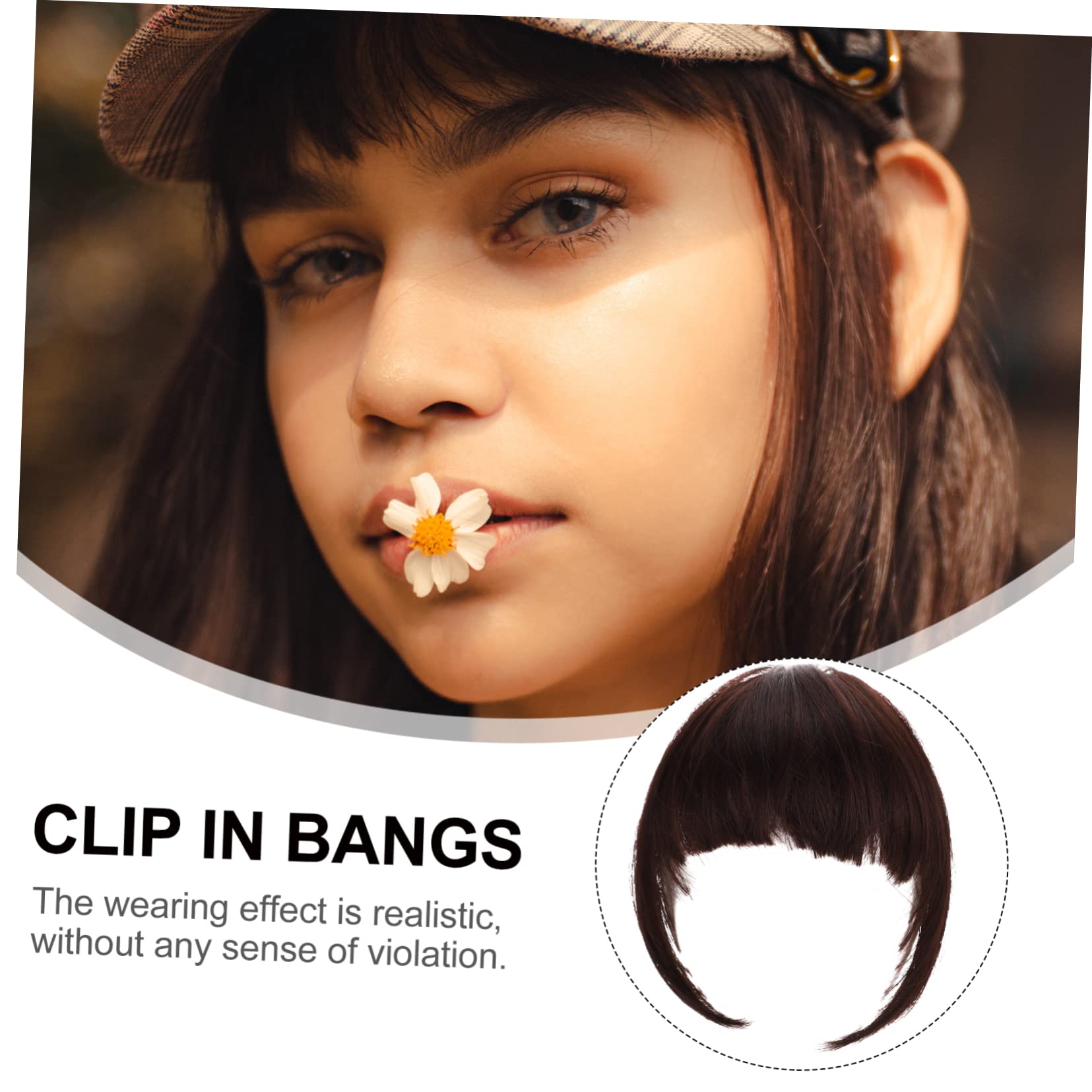 FRCOLOR 5pcs Clip-in Bangs Hair Extensions for Women - Adjustable Length Fake Hair Clips | Natural Looking Fringe Hairpieces for Everyday Wear & Cosplay