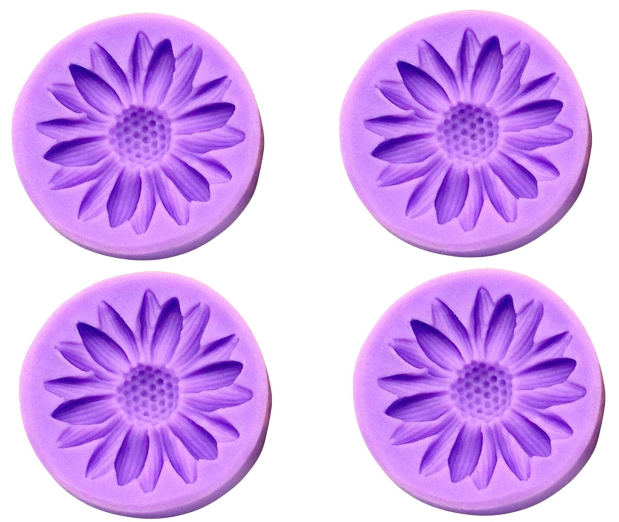 4-Pack Sunflower & Chrysanthemum Silicone Molds for Chocolate, Fondant, Cake Decorating - Perfect for Baking, Candy Making, and DIY Sugar Craft Projects