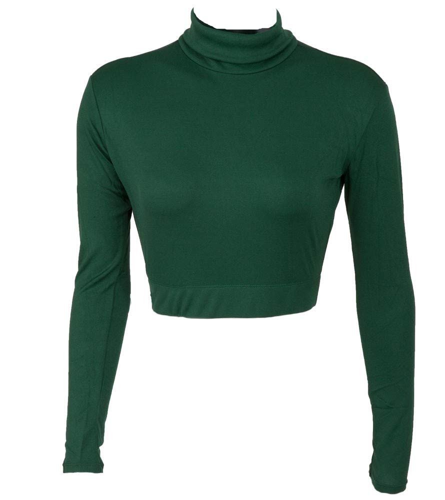 Cheer Fantastic Women's Turtleneck Midriff Crop Top - Trendy Slim Fit Stretch Knit Shirt for Casual Wear, Date Night & Fall Layering