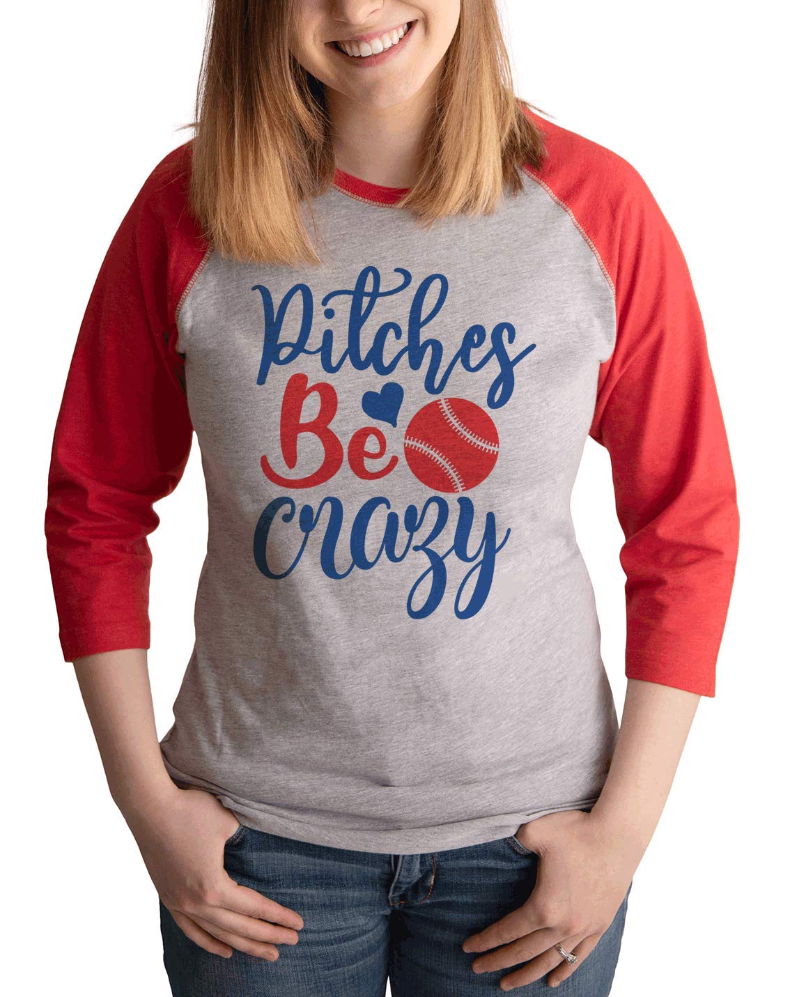 7 ate 9 Apparel Women's Funny Baseball Shirt - Crazy Softball Player Gift - Perfect for Game Day, Team Parties & Sports Fans