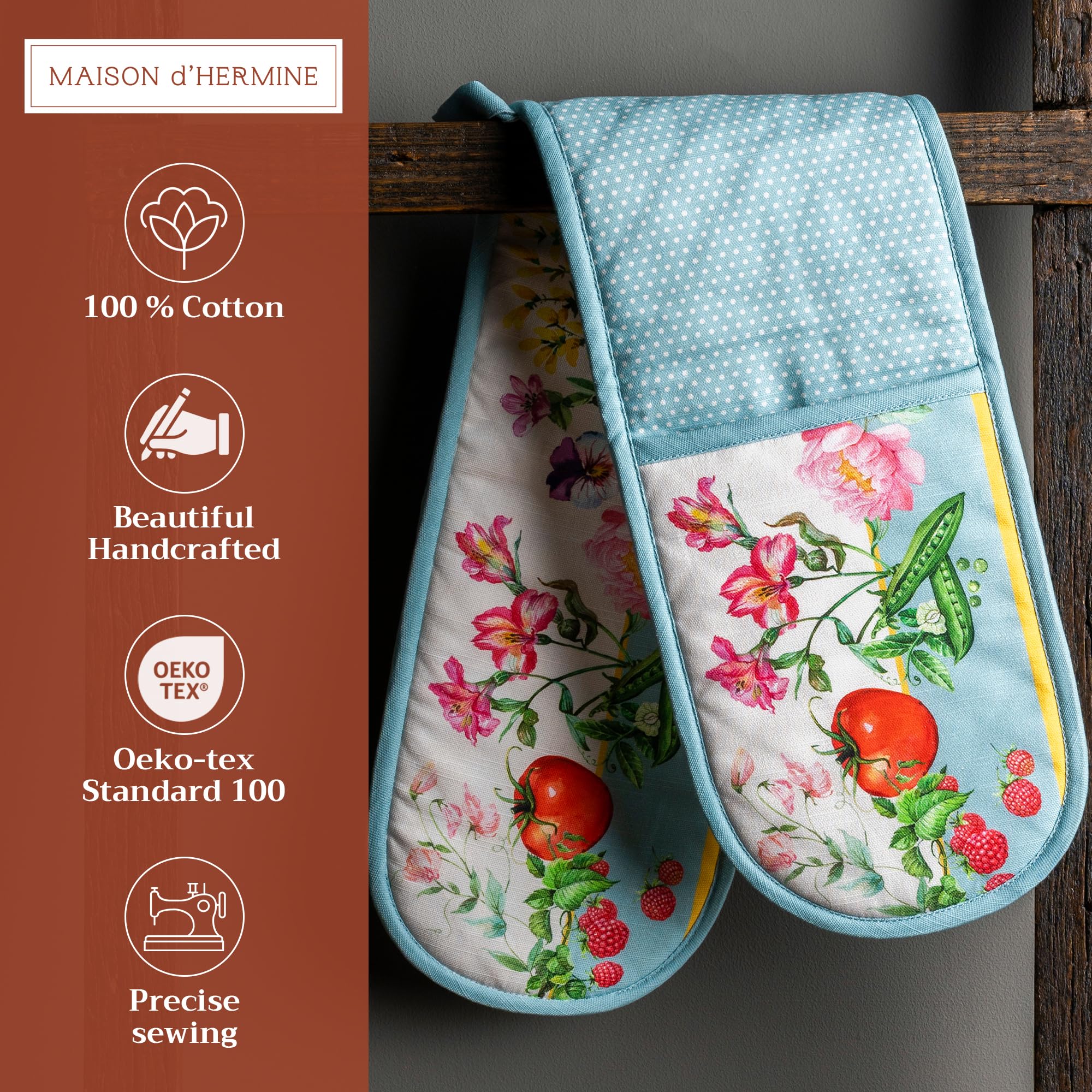 Maison d'Hermine 100% Cotton Double Oven Mitts Set - 7