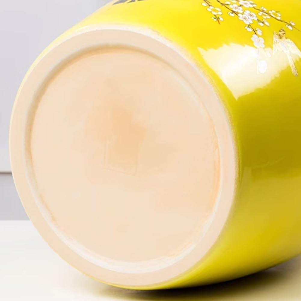 10KG Ceramic Rice Storage Container with Lid - Large Airtight Food Storage Bin for Rice, Flour & Pet Food (Yellow) - Perfect for Kitchen Pantry & Bulk Food Organization