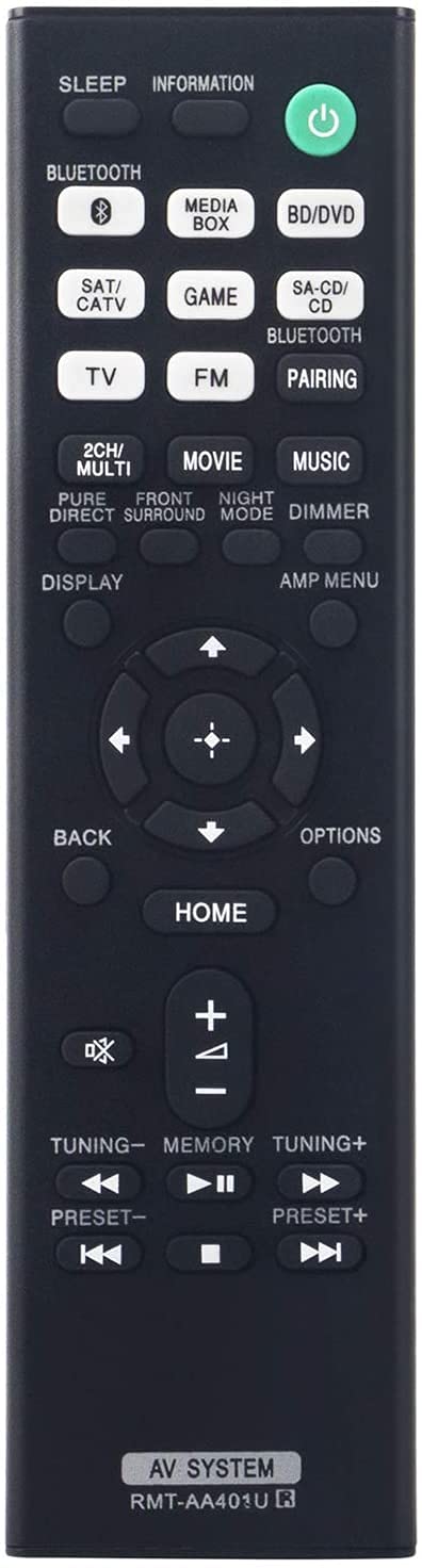 Sony AV RMT-AA401U Remote Control Replacement for STR-DH190/STR-DH590/STR-DH790 Stereo Receiver - Perfect for Home Theater & Audio System Control