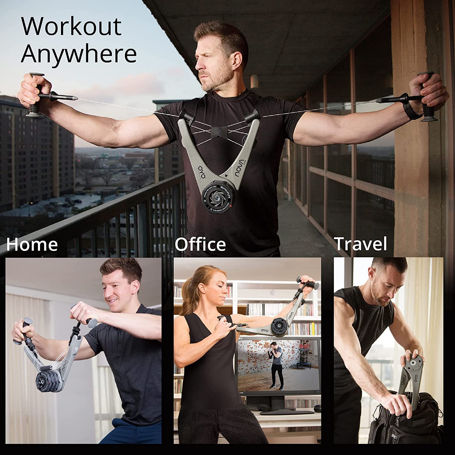 NOVA Full Body Portable Gym with NASA SpiraFlex Resistance Technology - Home Workout Equipment for Office & Travel - Perfect for Small Spaces & On-the-Go Fitness