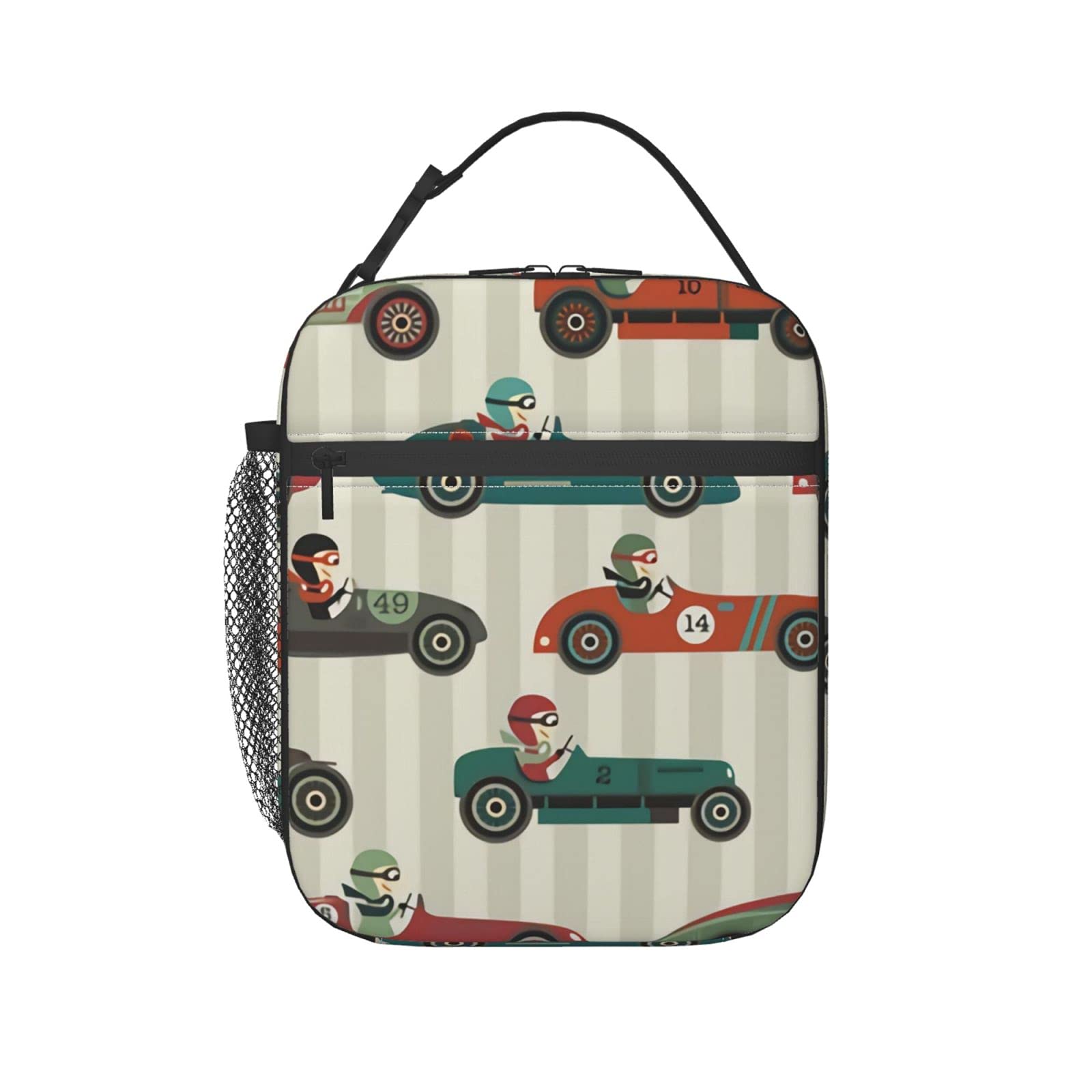 Vintage Race Cars Insulated Lunch Box for Women - Reusable Lunch Bag for Work, School, Camping & Outdoor Activities | Leakproof Food Container for Office, Picnics & Travel