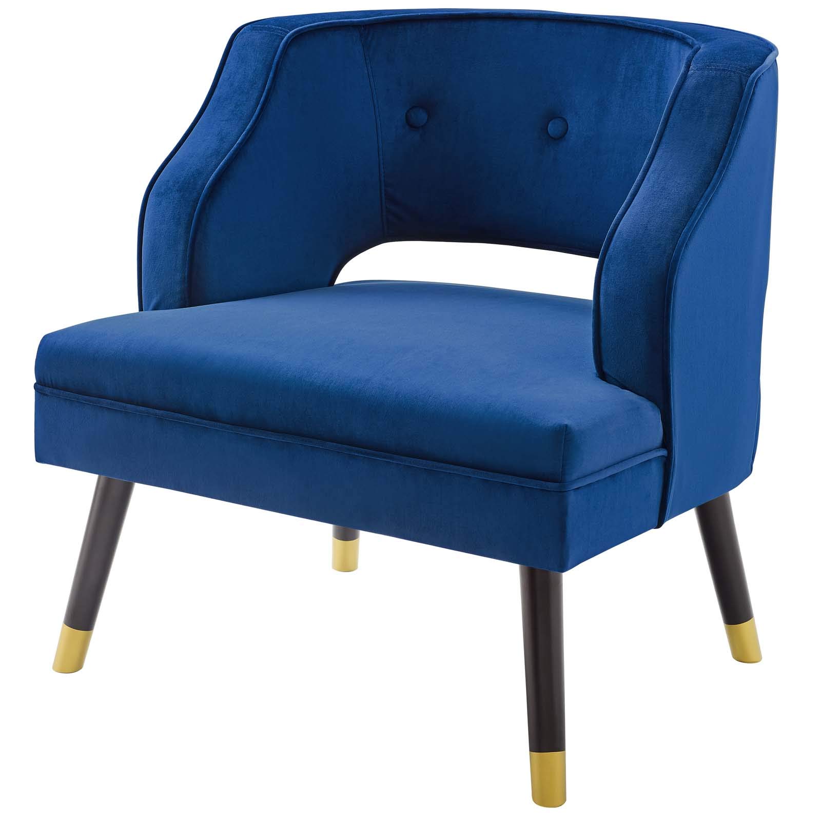 Modern Velvet Accent Armchair for Living Room - Navy Blue Lounge Side Chair, Stylish & Comfortable Seating for Home, Office, or Reading Nook