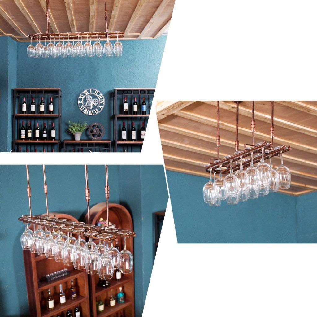 U-Shaped Wrought Iron Wine Rack Organizer - Hanging Wine Glass Holder & Coffee Cup Stand for Bar, Kitchen, or Dining Room Display - Creative Upside Down Goblet Storage Shelf for Stylish Home Decor