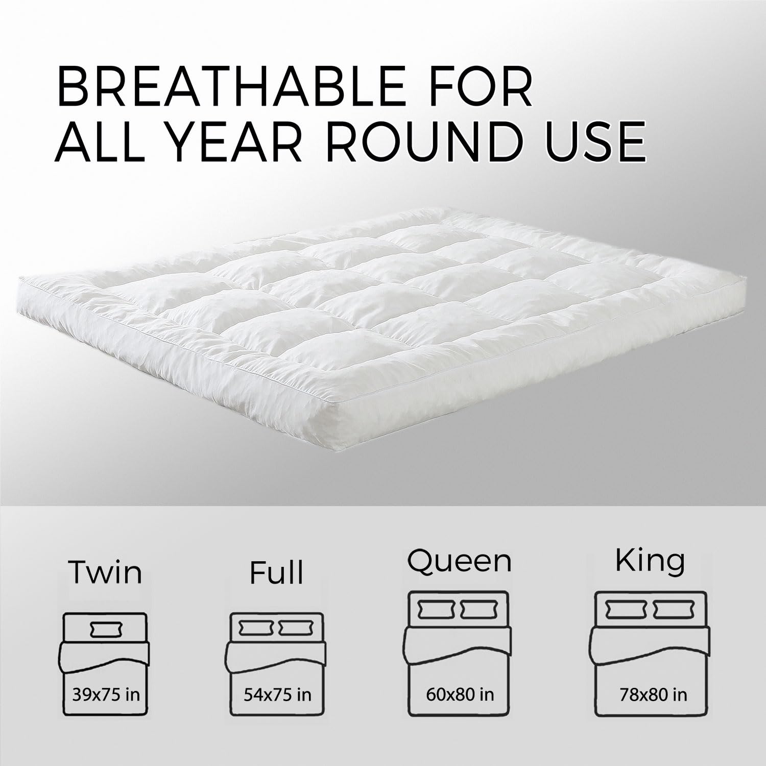 5 Inch Memory Foam Mattress Topper Queen Size - Breathable 100% Cotton Cover with Fluffy Shredded Memory Foam, Anti-Slip Bottom & 4 Anchor Elastic Bands (80x60x5 Inch) - Perfect for Back Pain Relief, Guest Beds & Enhancing Sleep Comfort