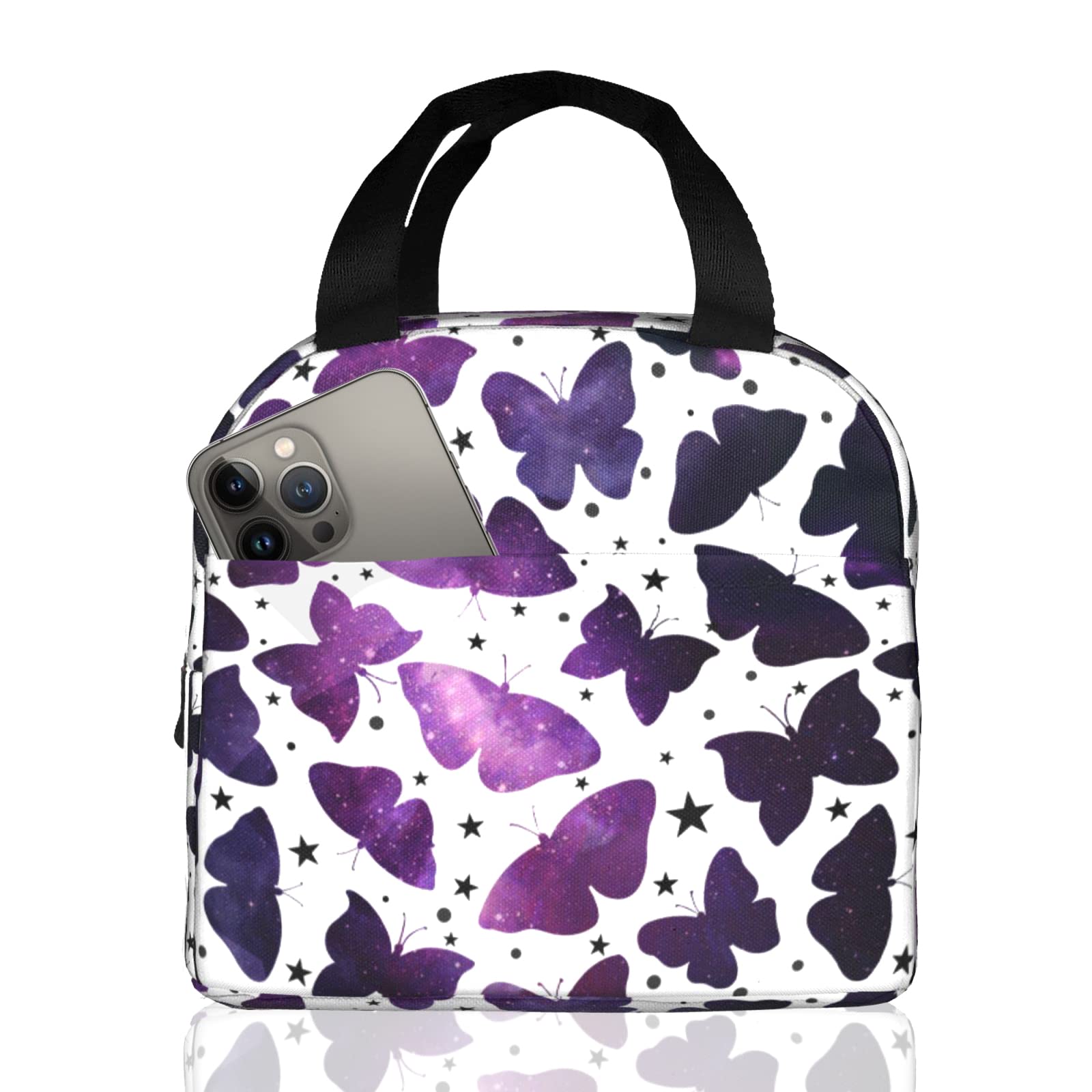 Insulated Butterfly Lunch Bag for Women & Teens - Cute, Durable & Waterproof Thermal Tote with Pocket for Work, School, Picnic & Travel | Perfect for Office, Outdoor Activities & Daily Commute