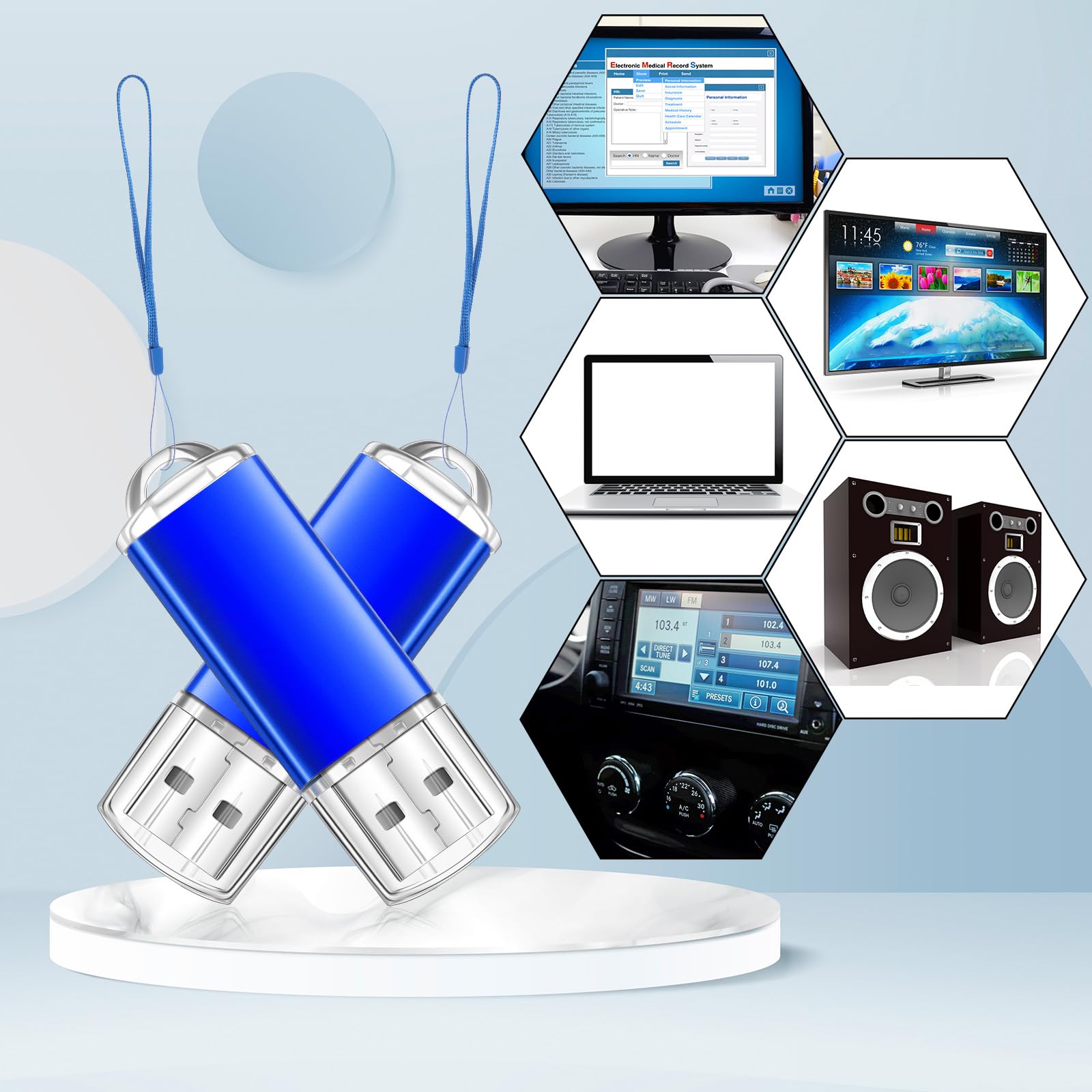 Hoteam 50 Pack 256MB USB 2.0 Flash Drives with Lanyards - Bulk Storage for Business & Gifting