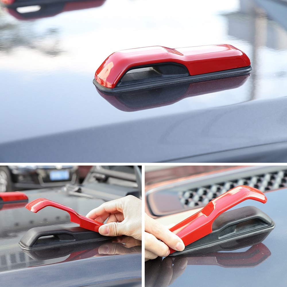 CheroCar JL JT Engine Hood Hinge Cover Decoration Stickers - Exterior Accessories for Jeep Wrangler JL (2018-2021) & Gladiator JT (2020-2021) - Red - Upgrade Your Jeep's Style for Off-Road Adventures & Car Shows