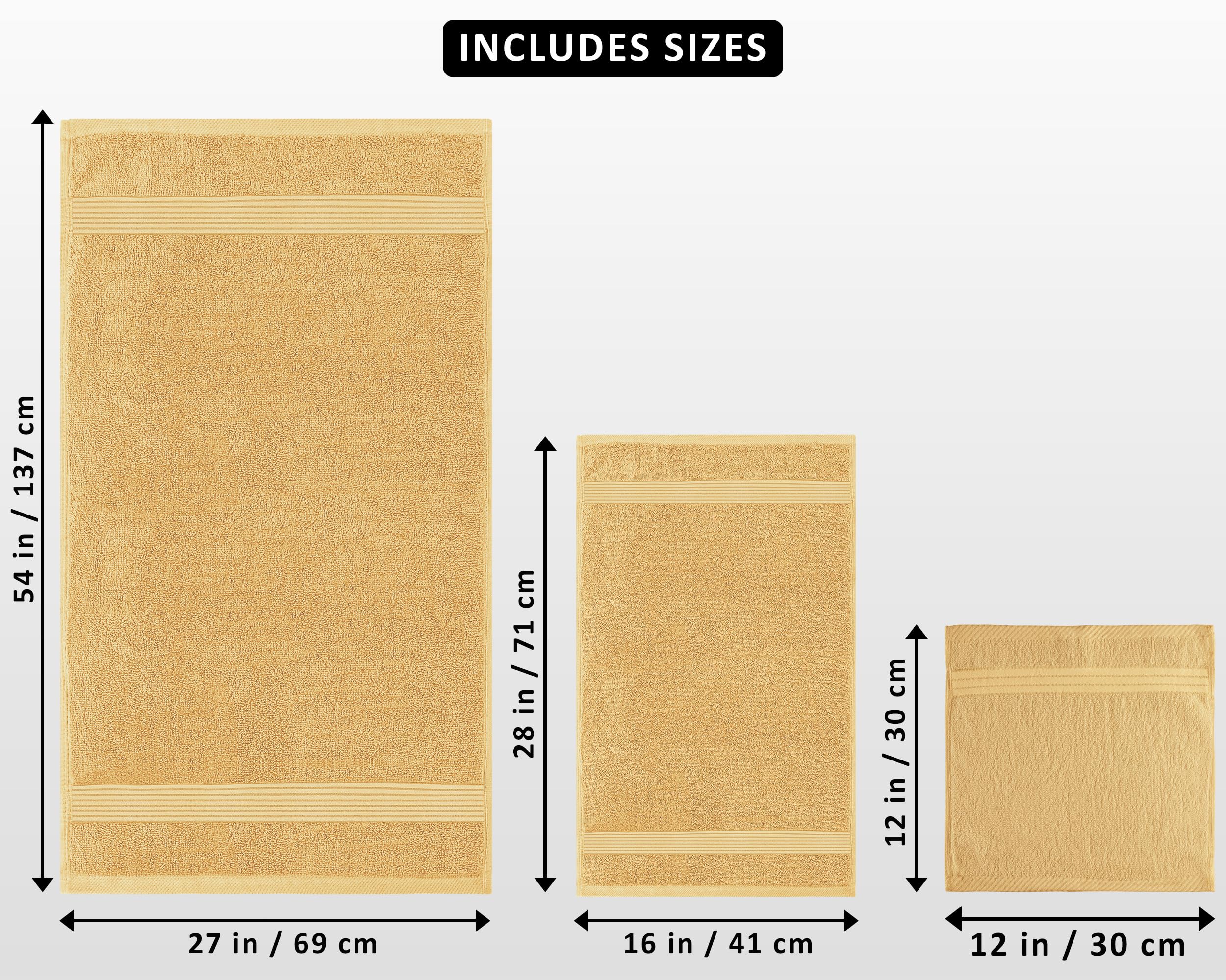 Utopia Towels 8-Piece Premium Bath Towel Set - 2 Bath Towels, 2 Hand Towels & 4 Washcloths - 100% Ring Spun Cotton, Super Absorbent - Perfect for Bathroom, Gym, Spa & Luxury Hotel Use - Soft Beige
