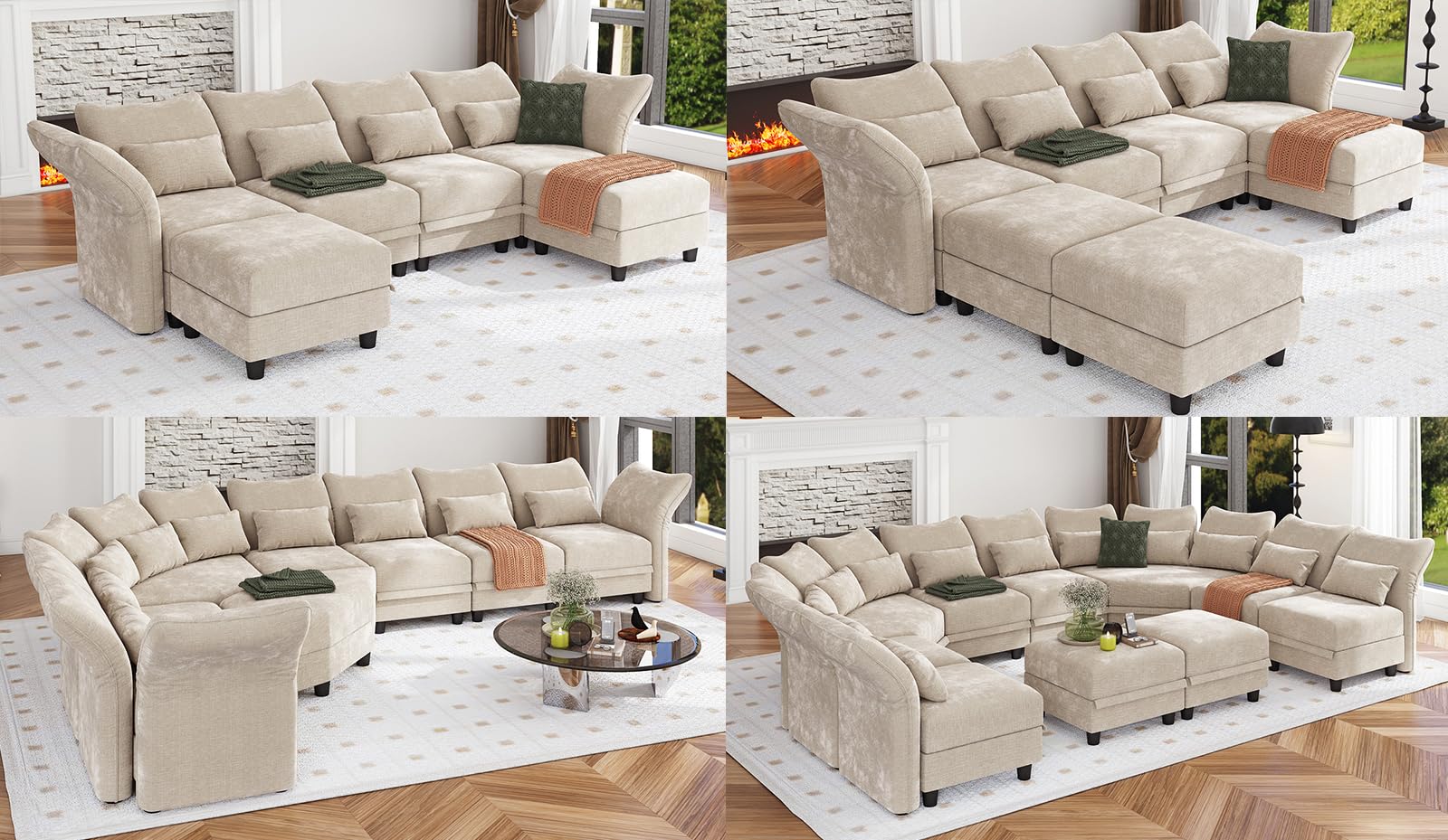 Modular Chenille Ottoman with Storage - 25.6