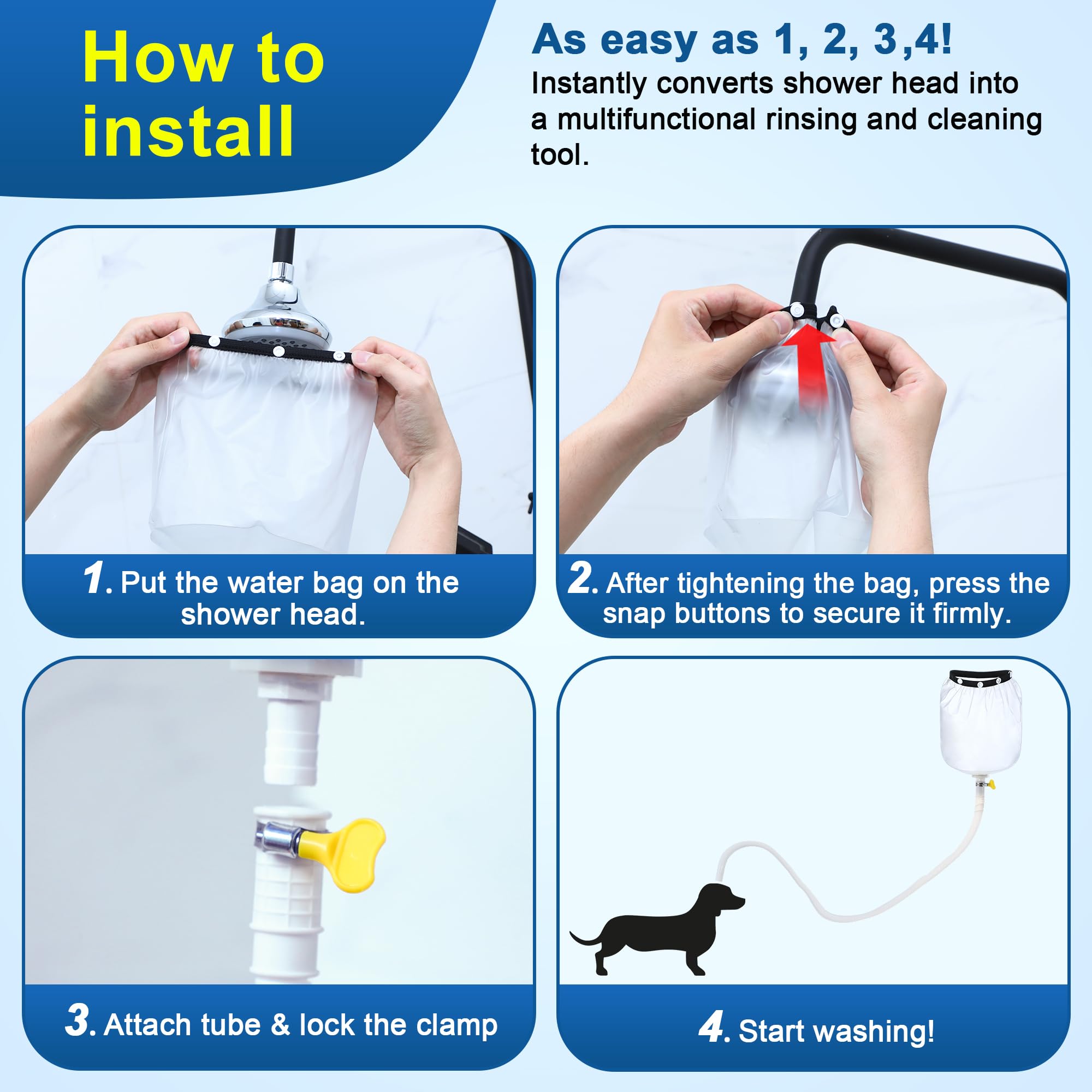 Saillong 6.6ft Handheld Shower Hose - Extra Long Portable Sprayer for Dog Bath & Shower (White)