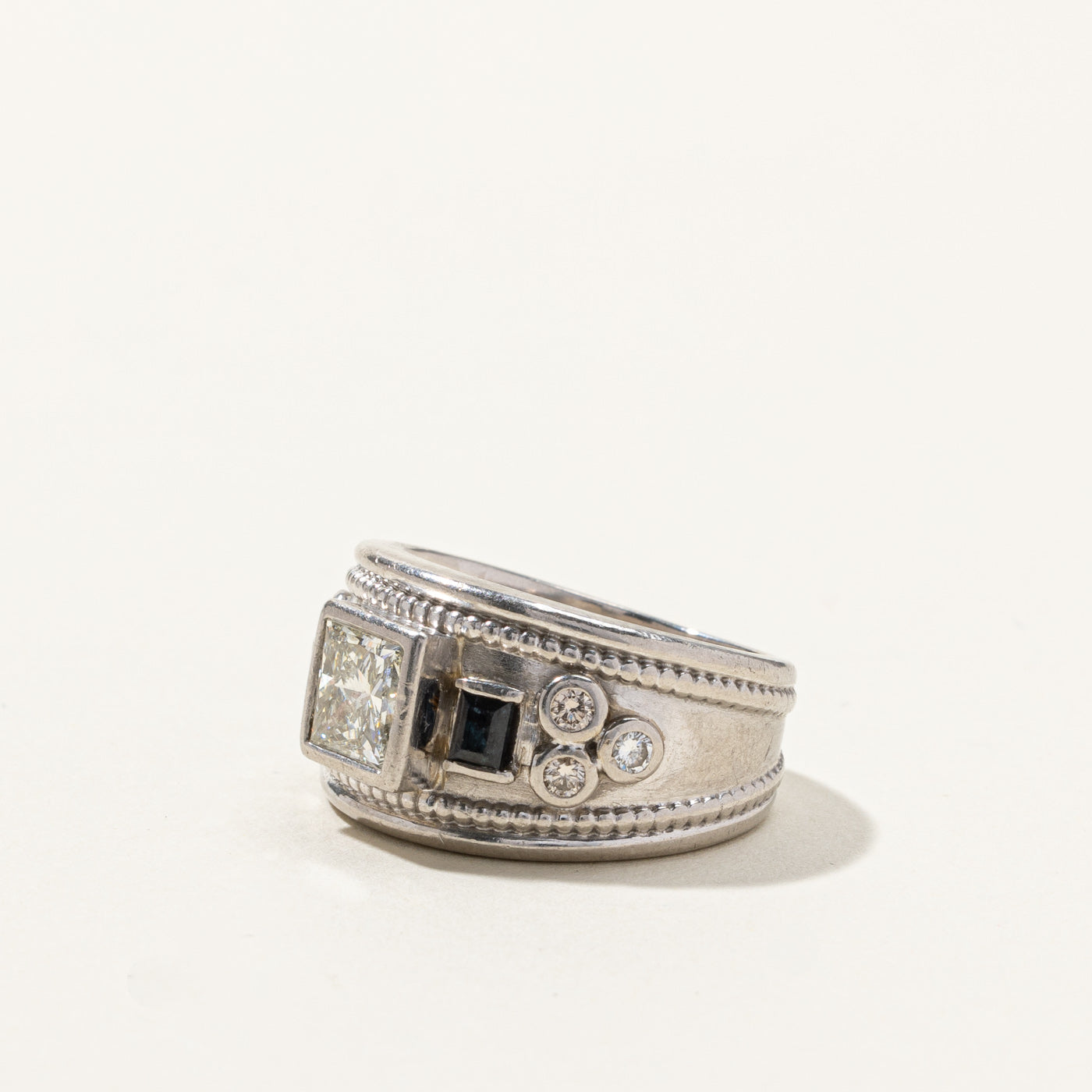 Exquisite 1.63ctw Diamond & Alexandrite Engagement Ring | SI1 I/J Clarity | 0.48ctw Side Stones | Size 7.5 | Perfect for Proposals, Anniversaries & Special Occasions