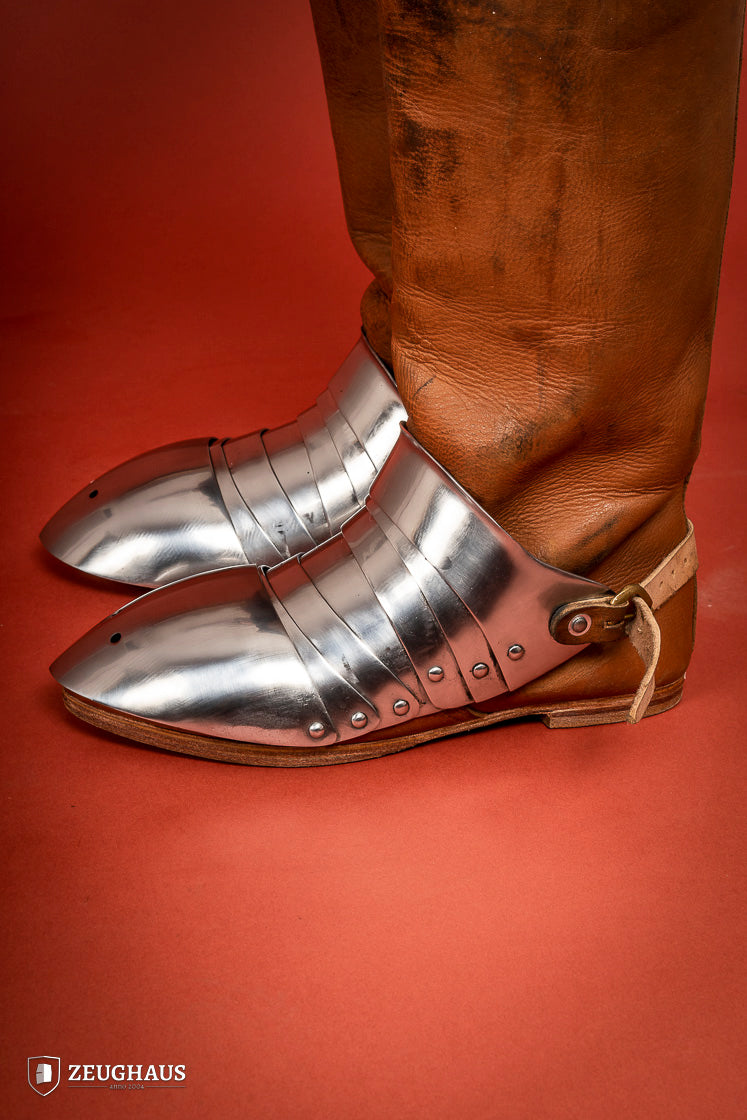 Polished 1.6mm Segmented Sabatons - Medieval Knight Armor Foot Protection for LARP, Cosplay & Historical Reenactment