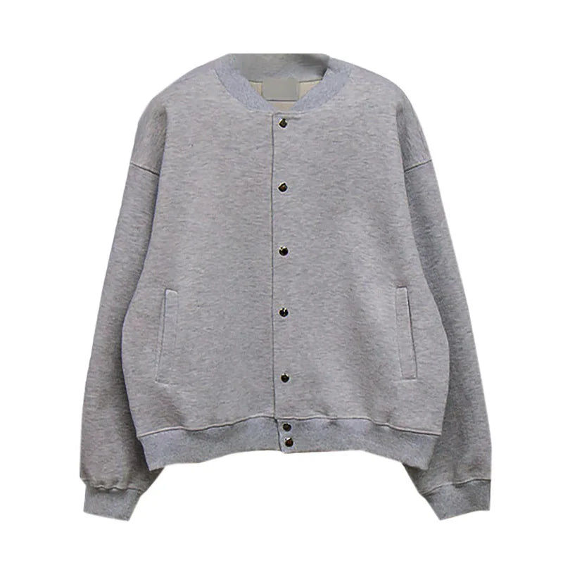 Trendy American Style Men's Jackets - Round Collar Solid Color Casual Single Breasted Loose Fit Coat for Everyday Wear | Perfect for Outdoor Activities, Work & Social Events | 9W1232