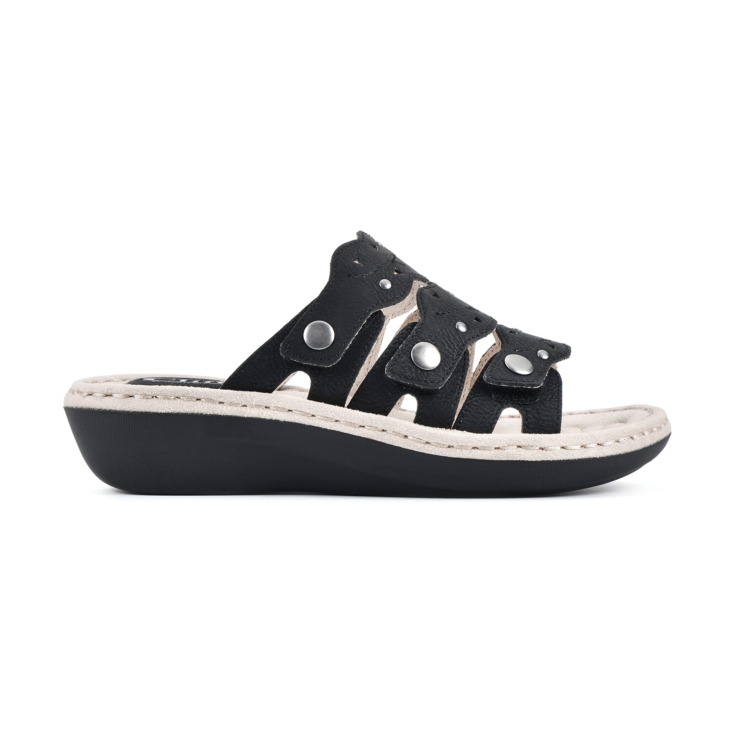 White Mountain Caring Women's Slide Sandals - Comfortable for Beach & Home
