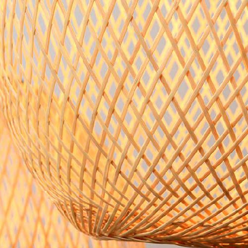 Modern LED Chandelier Light - Handwoven Bamboo Rattan Pendant Lamp with Warm White Lighting | Eco-Friendly Ceiling Light Fixture for Bedroom, Living Room, Dining Room & Study | Dimmable Hanging Lantern for Home Decor and Cozy Ambiance