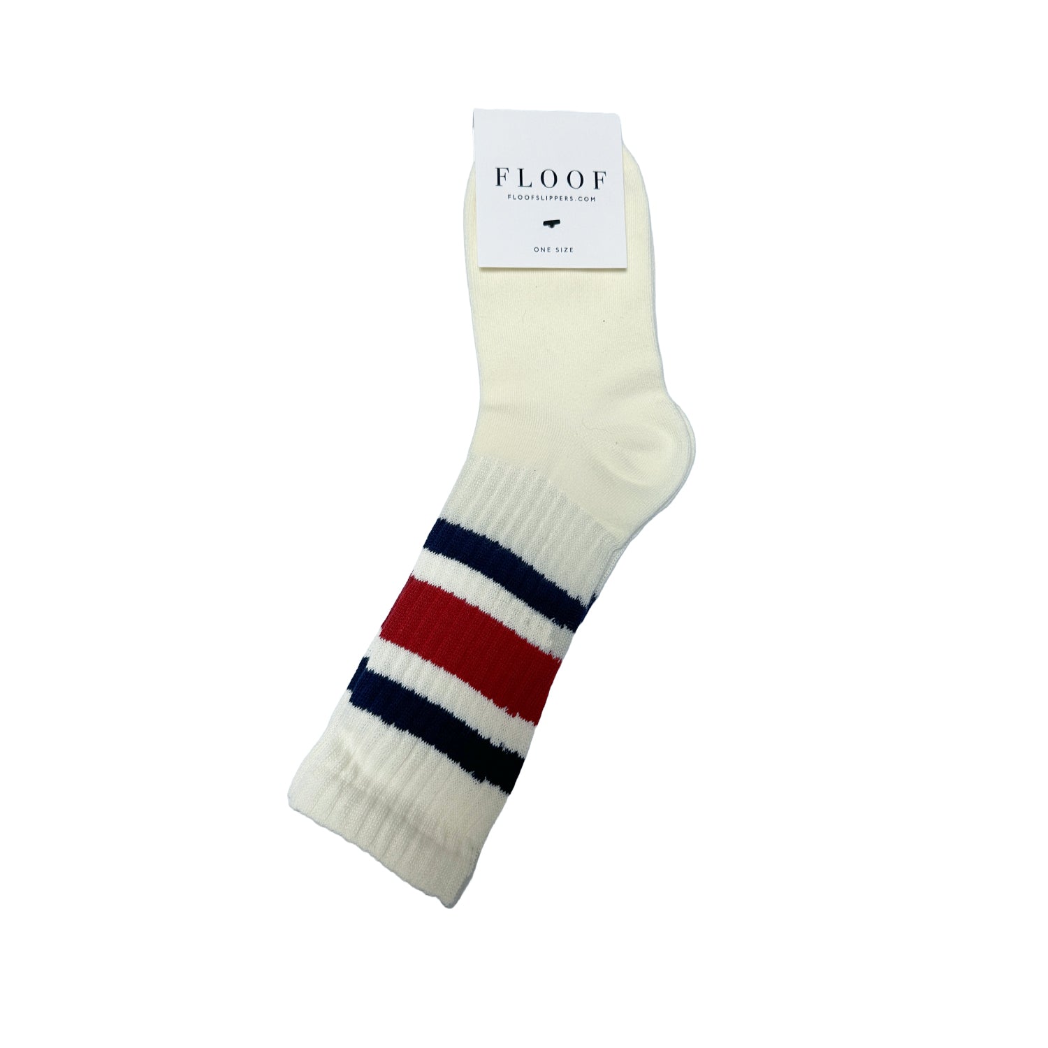 FLOOF Varsity Crew Socks - Red & Black Striped Athletic Socks for Men & Women - Perfect for Sports, School Uniforms & Casual Wear