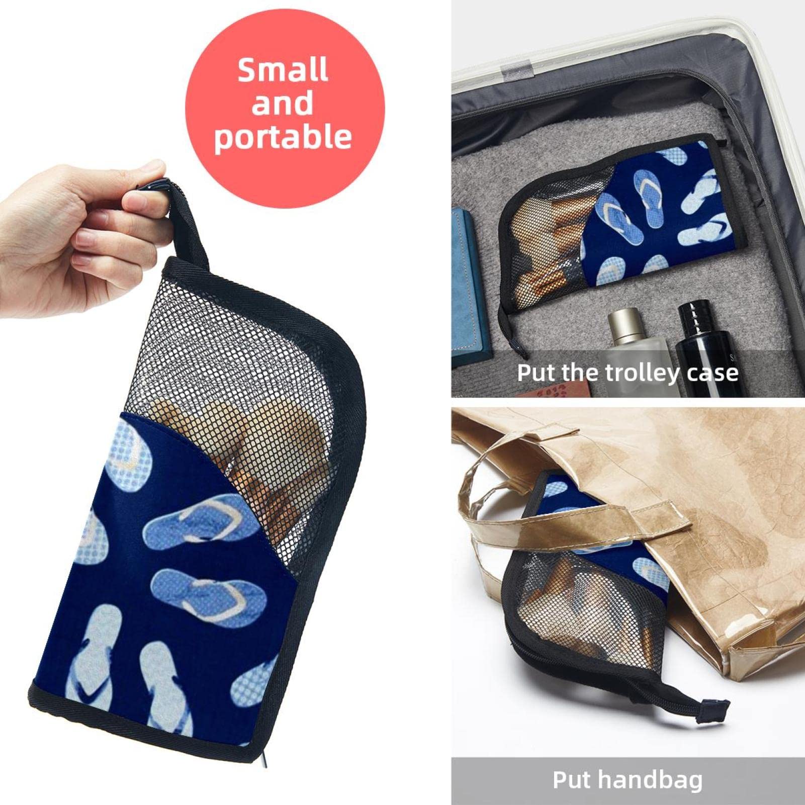 12-Piece Makeup Brush Organizer Bag with Portable Holder Case - Blue Background Slippers Design for Travel & Home Storage | Perfect Cosmetic Brush Set for Makeup Artists & Beauty Enthusiasts
