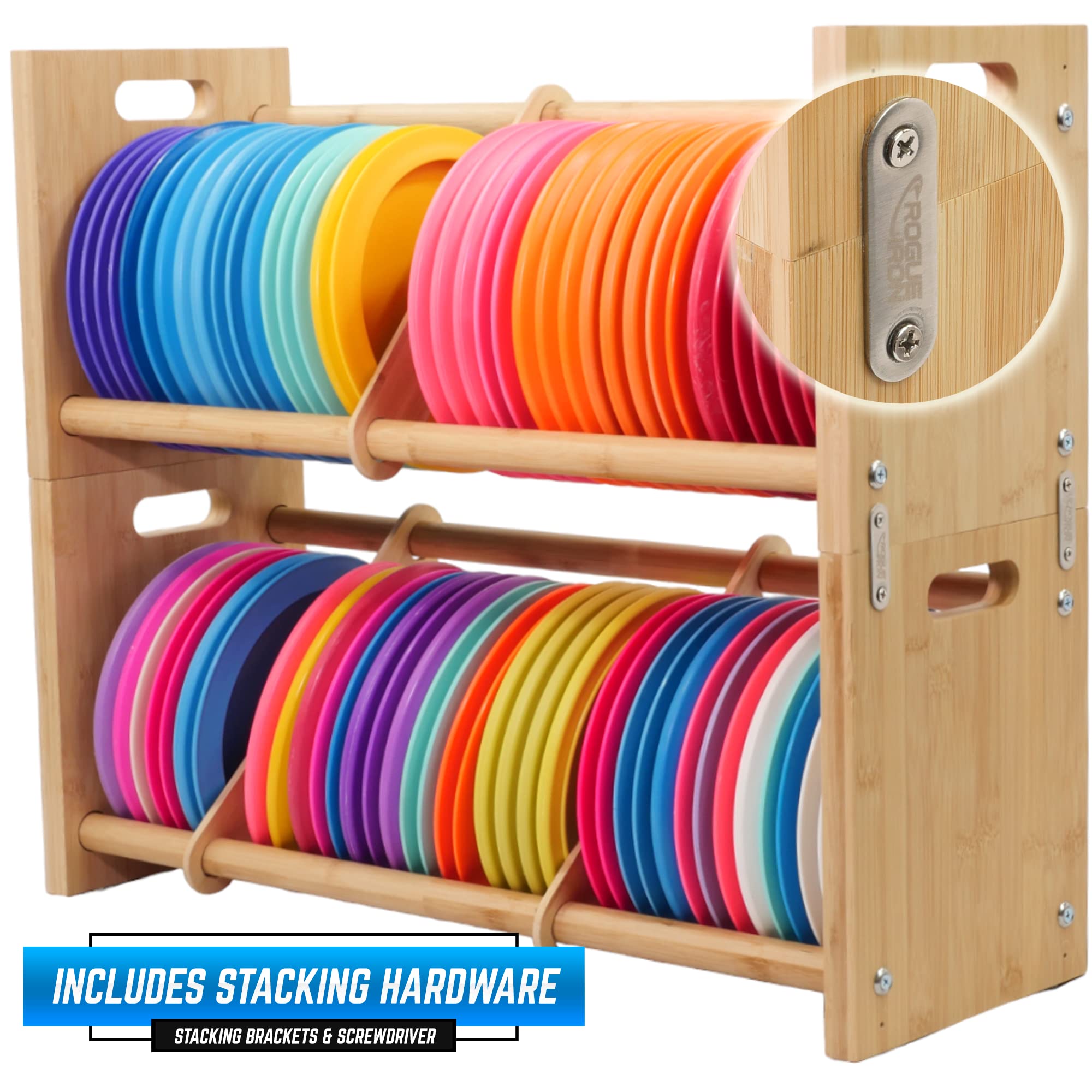 Rogue Iron Disc Golf Rack - Stackable Disc Golf Storage Organizer for Ultimate Frisbee Players | Perfect for Home, Garage, or Course Organization