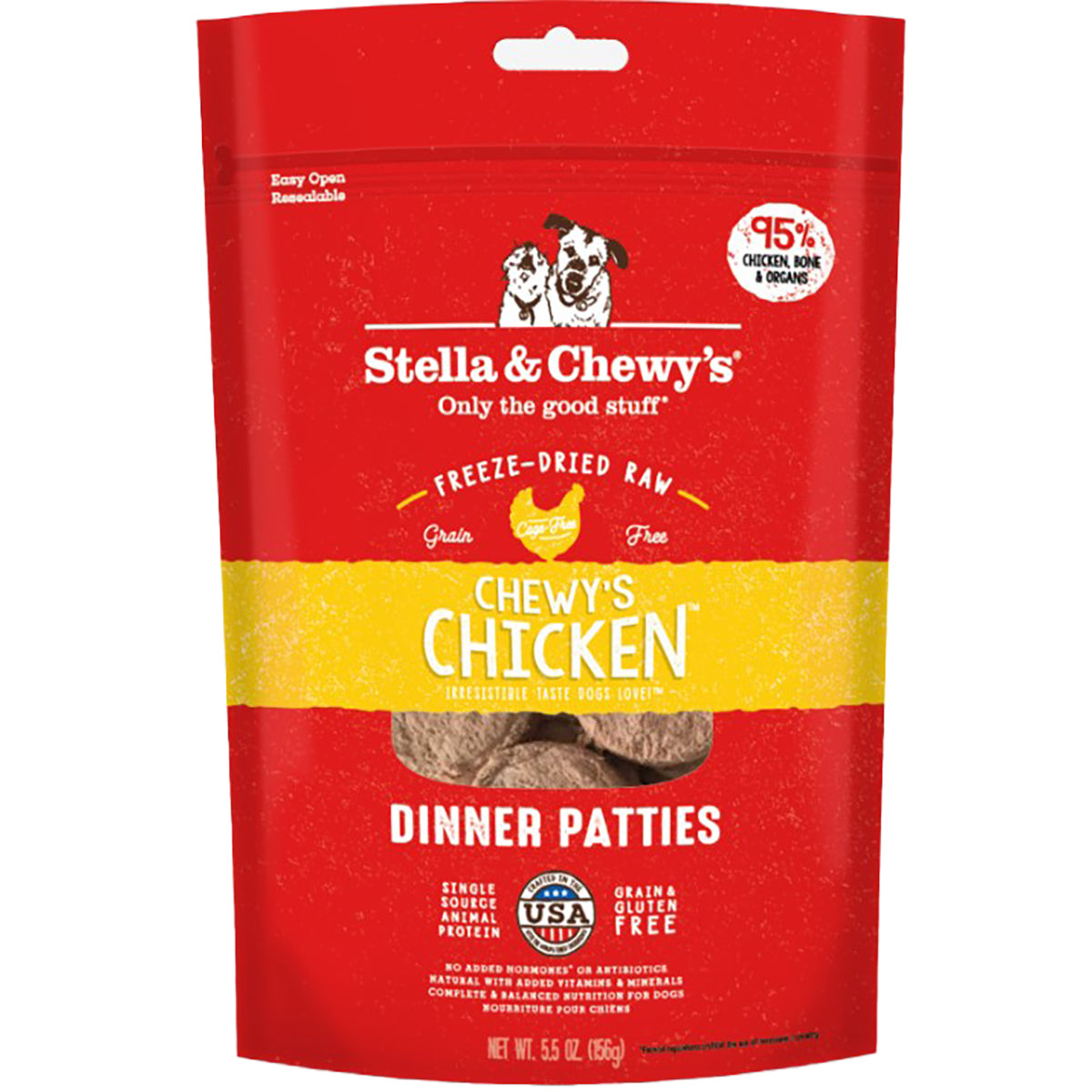 Stella & Chewy's Freeze-Dried Chicken Dinner Patties for Dogs - Grain-Free, High-Protein Raw Dog Food - Perfect for Training, Travel & Sensitive Stomachs