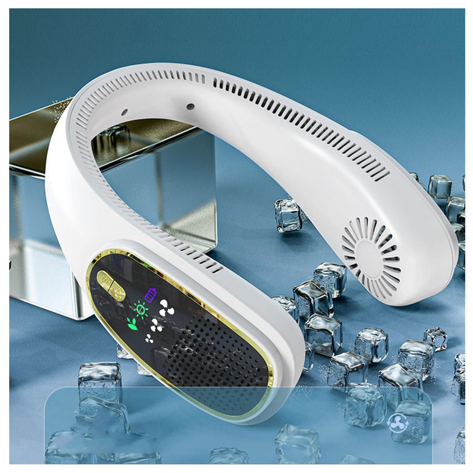 Portable Neck Fan with LED Display - 3 Speed Adjustable, 4000mAh Rechargeable Battery, USB Powered Wearable Personal Fan for Office, Gym, Travel, Outdoor & Indoor Cooling Comfort