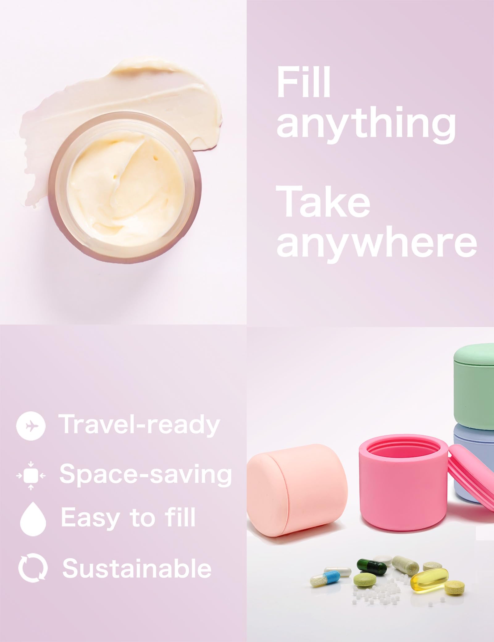 NUSO Soft Refillable Silicone Travel Kit for Skincare & Bath | Leak-Proof Travel Size Containers | Food-Grade BPA-Free Material (Healing Rose Pink) | Perfect for Airplane Carry-On, Gym Bag & Weekend Getaways