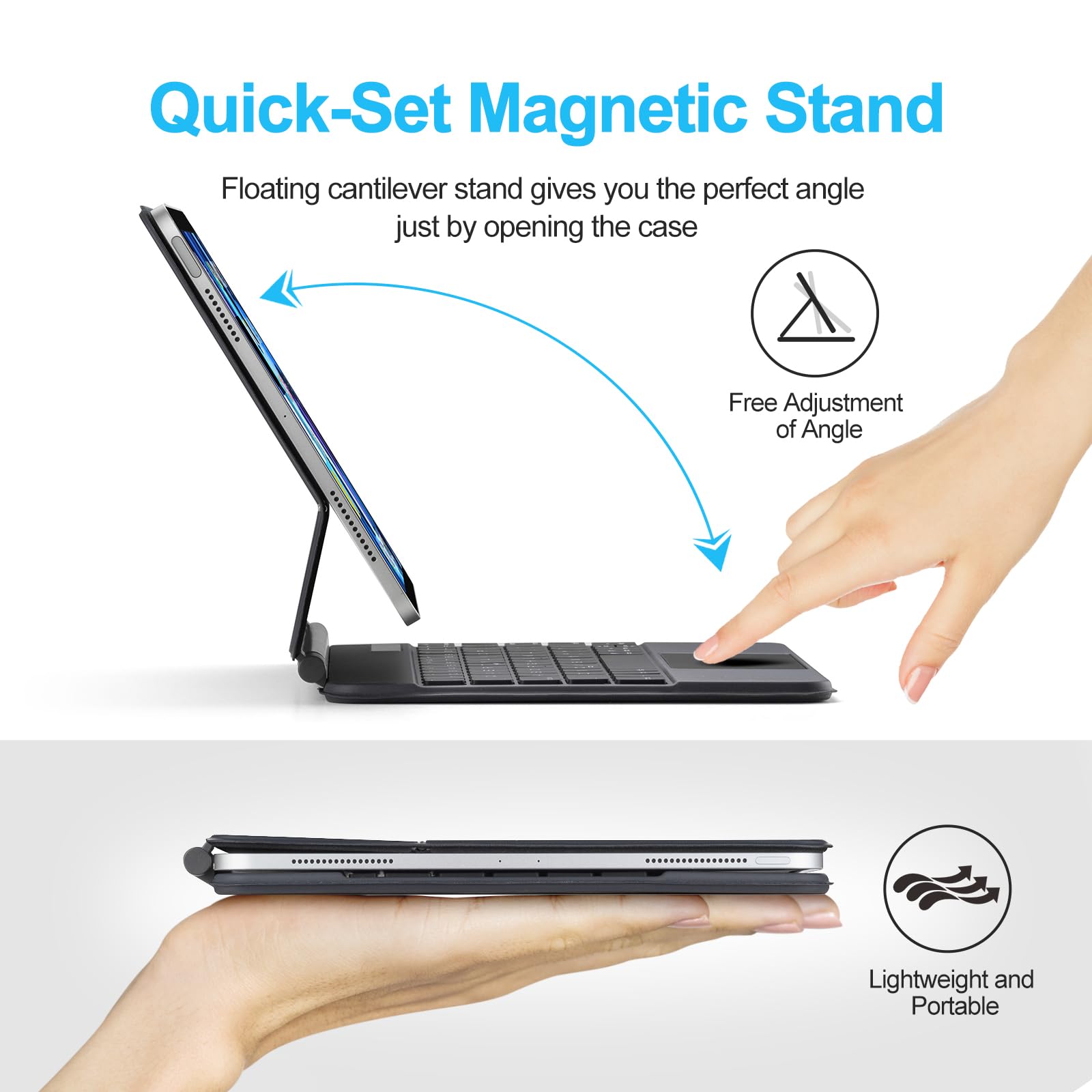 KIYPUT Bluetooth Keyboard Case for iPad Air 11 inch (M2) 2024 & iPad Pro 11 inch (1st-4th Gen) - Slim Protective Cover with Multi-Touch Trackpad, Backlit Keys, Compatible with iPad Air 4th/5th Gen | Perfect for Work, Study & Travel