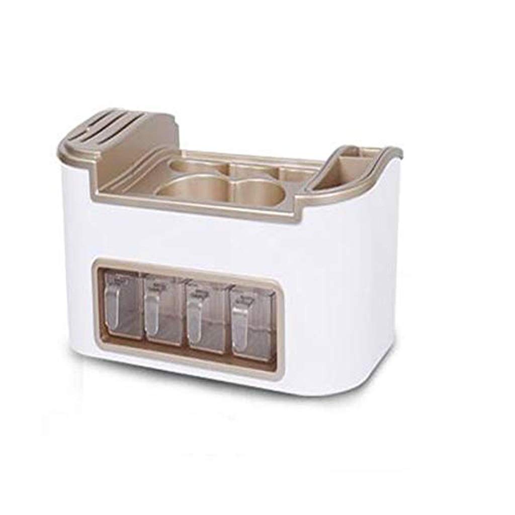 Premium Multi-Function Spice Rack Organizer with 12 Seasoning Jars - Kitchen Countertop Storage for Spices, Flatware & Cutlery Sets (White) - Perfect for Small Spaces & Organized Cooking
