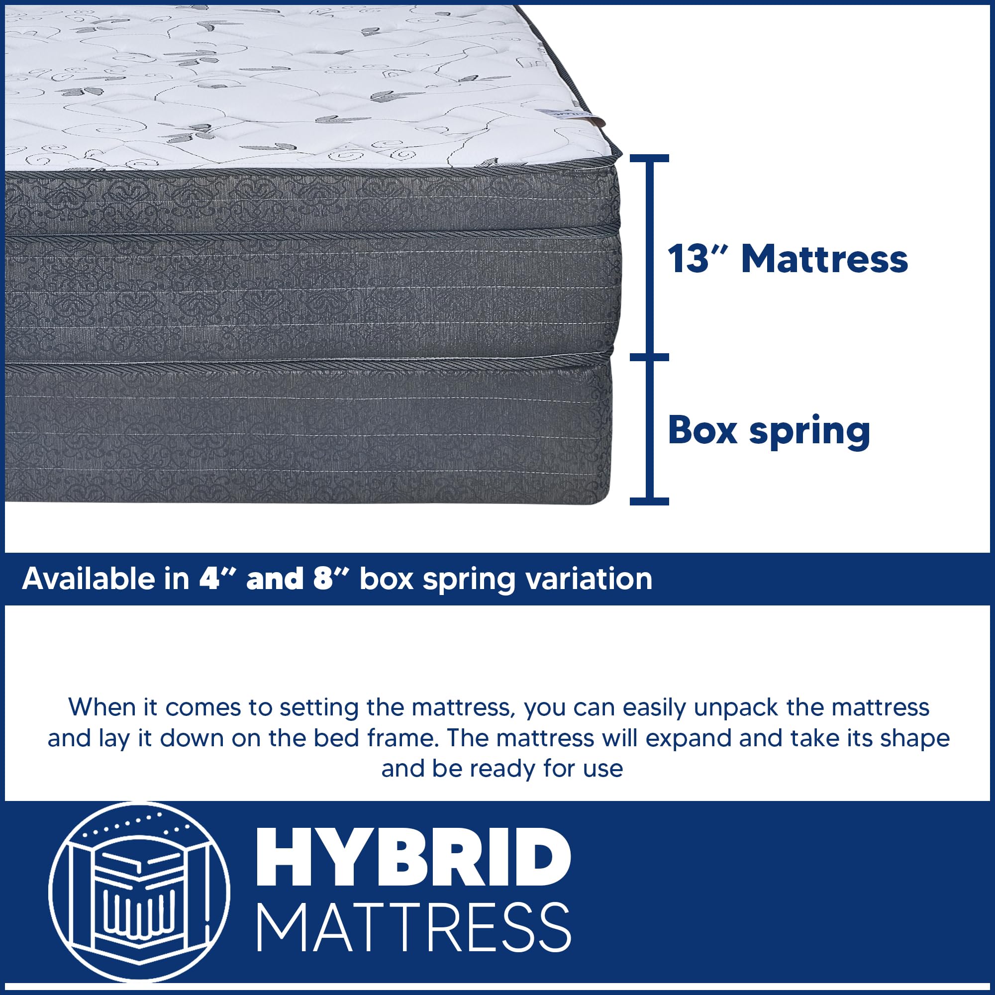 Treaton 13-Inch Extra Firm Hybrid Mattress with Eurotop & 4