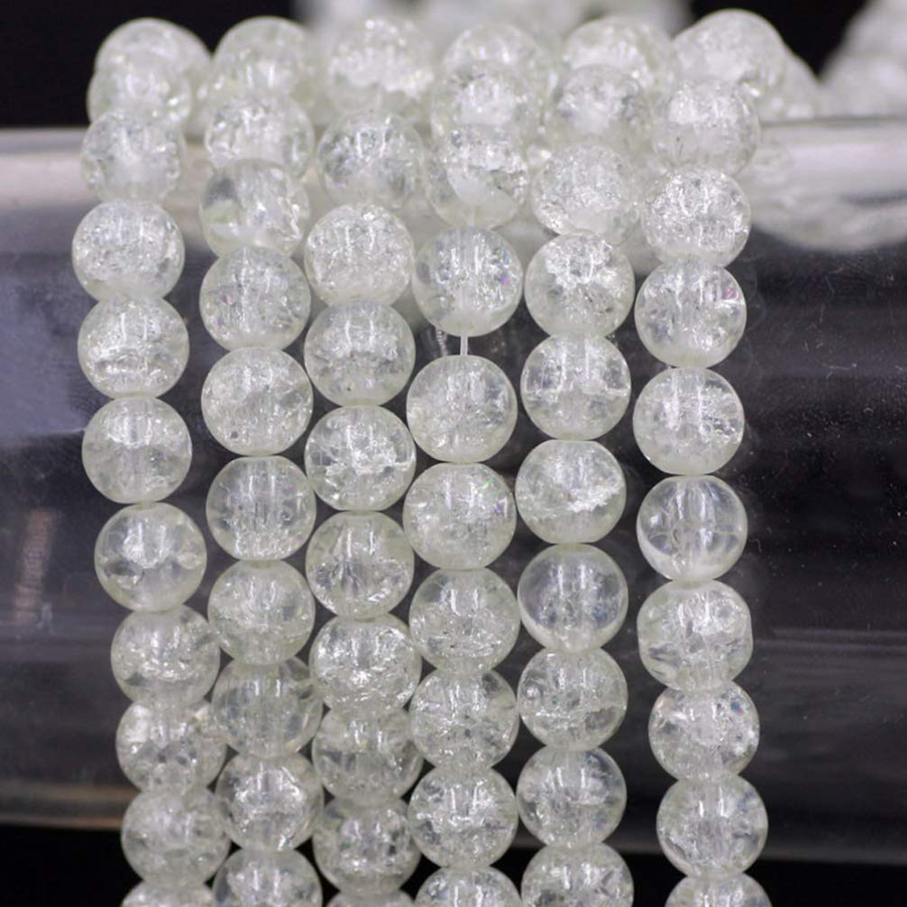 ARTIBETTER 40Pcs 10mm Round Jade Crystal Beads - Loose Quartz Gemstone Crackle Glass Beads for Jewelry Making, Necklaces & Bracelets (White) | DIY Craft Supplies & Handmade Jewelry Accessories
