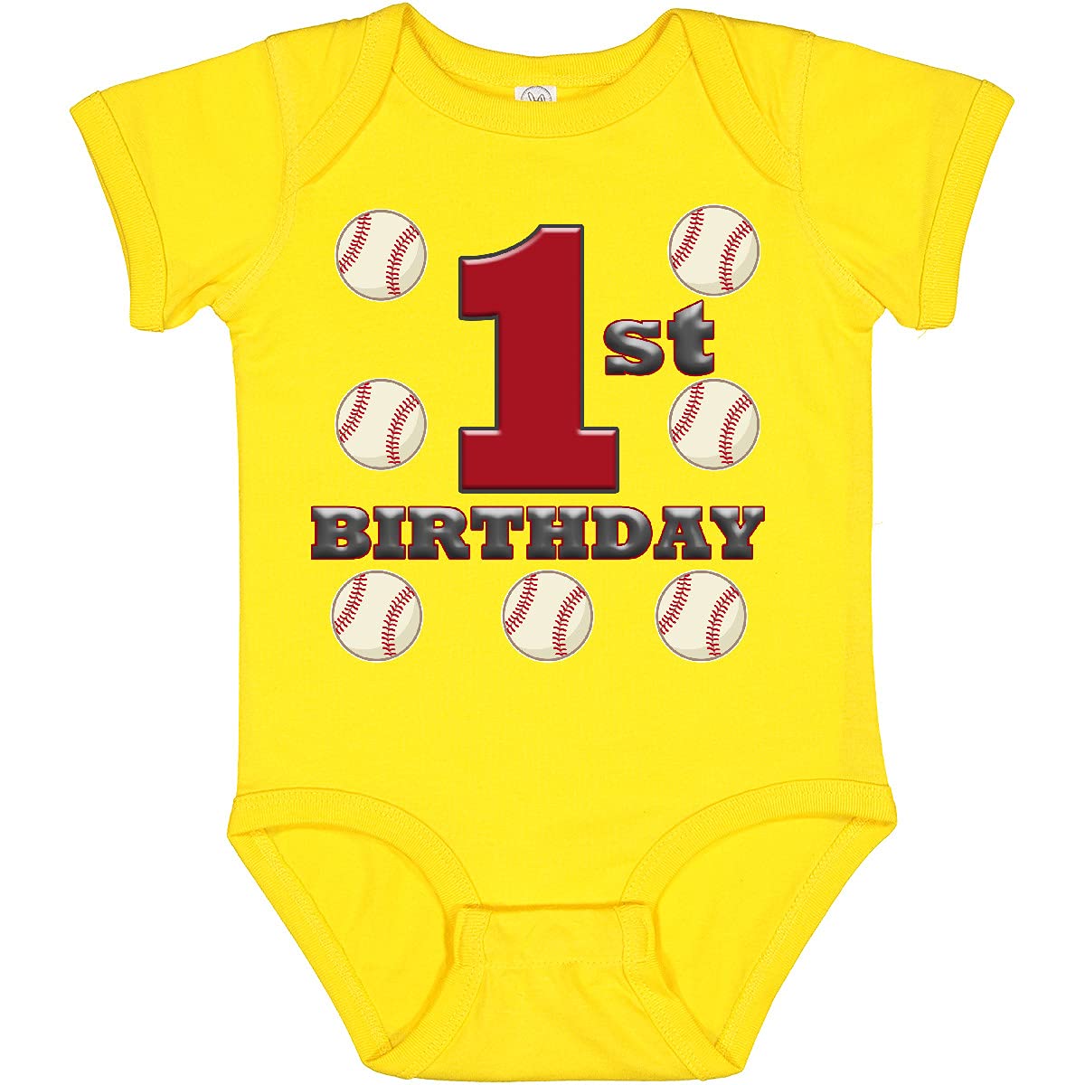 Inktastic First Birthday Baseball Baby Bodysuit - Cute Baseball-Themed Onesie for 1-Year-Old Boys & Girls - Perfect for Birthday Parties, Photo Shoots & Special Occasions