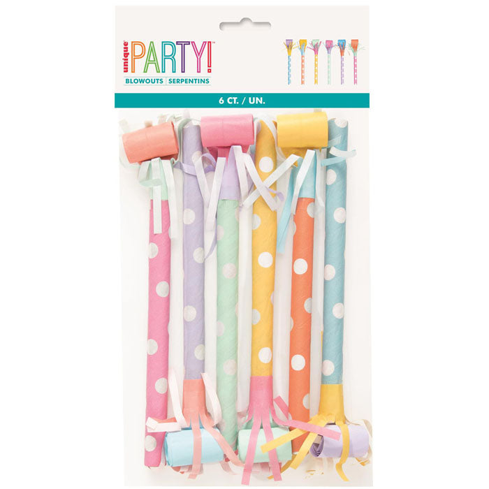 Colorful Pastel Party Horns - 6 Pack for Birthday Celebrations, Baby Showers & Festive Events