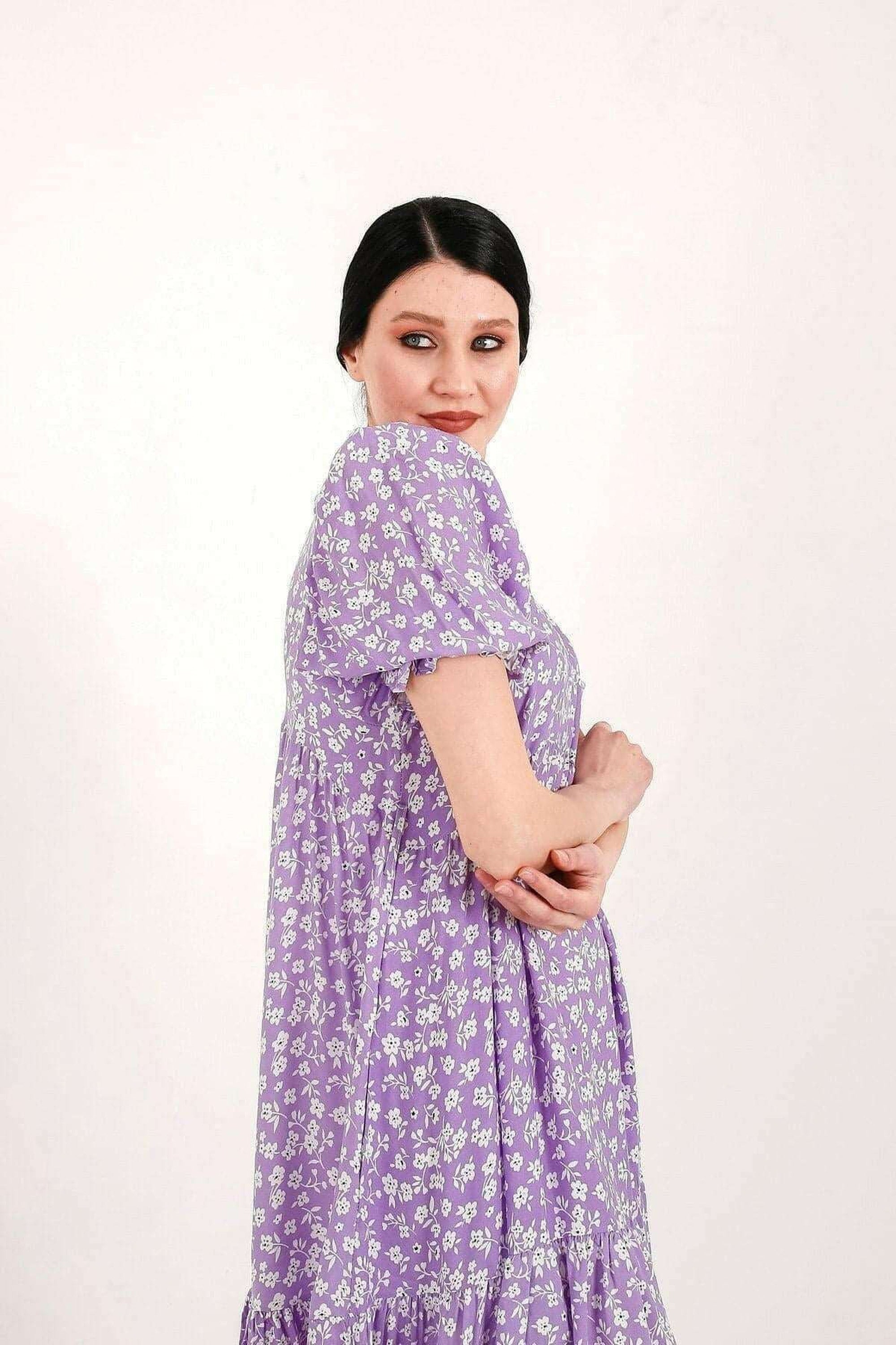 Louisa Shirred Tier Midi Dress for Women - Flowy Summer Dress with Ruffles, Boho Chic Style | Perfect for Beach Vacations, Date Nights & Outdoor Parties
