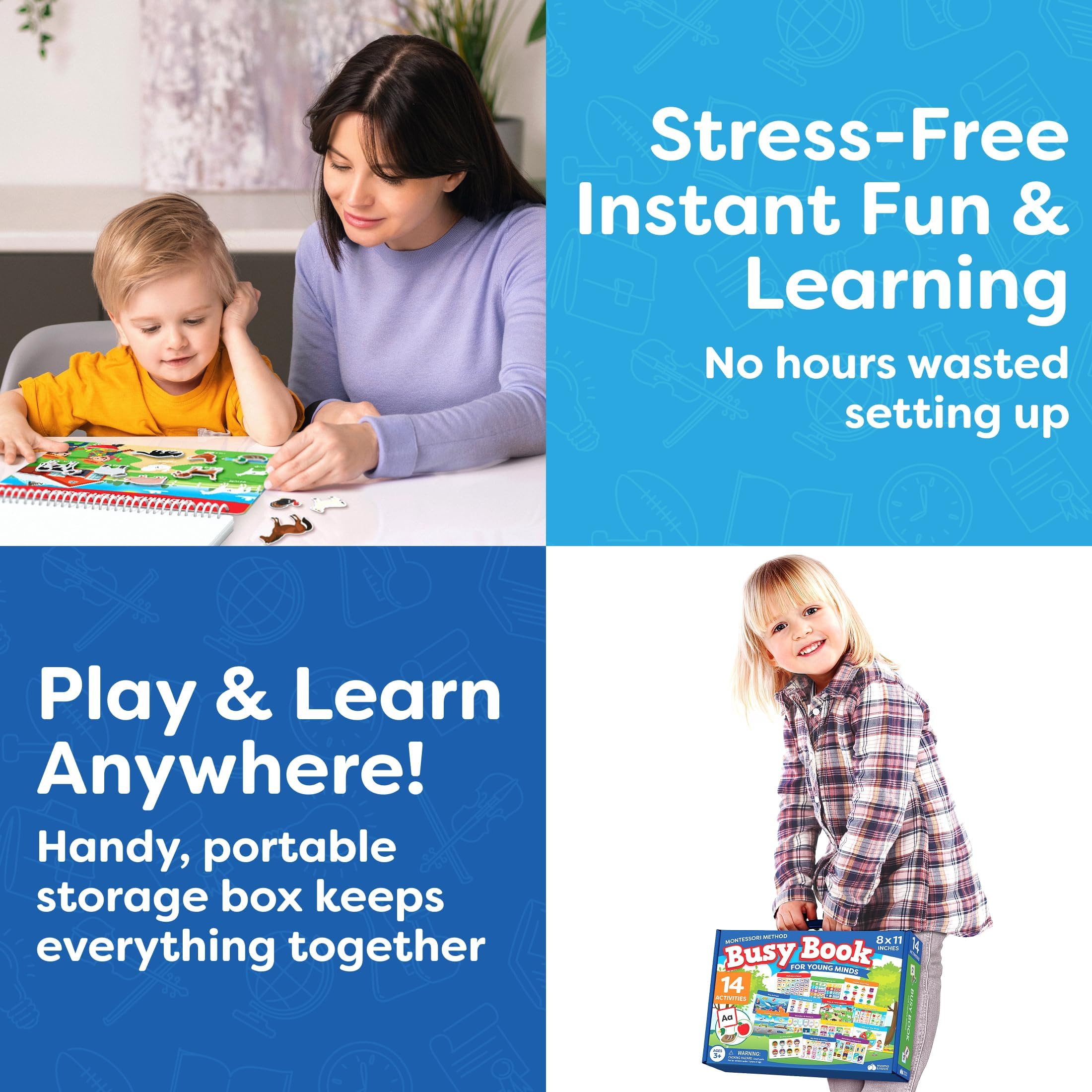 Montessori Busy Book for Toddlers Ages 3-5 - Preassembled Preschool Learning Activities, Homeschool & Montessori Educational Toys - Best Easter & Birthday Gifts for 3-4 Year Old Boys & Girls - Perfect for Travel, Quiet Time & Early Childhood Development