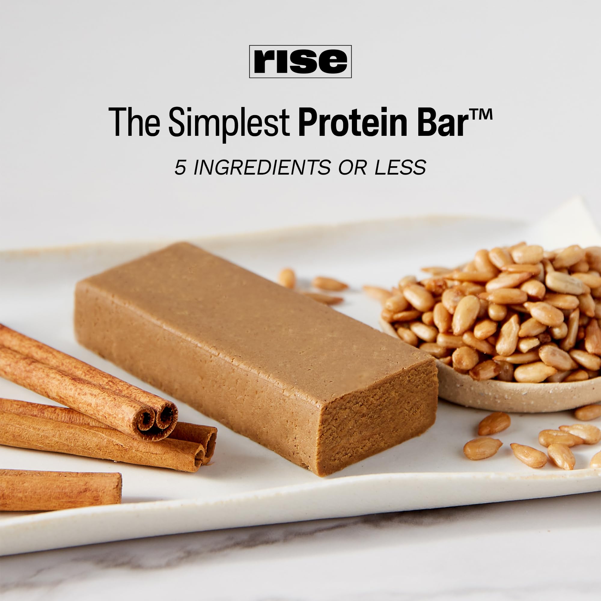 Rise Pea Protein Bar - Vegan Sunflower Cinnamon | High Protein Snack Bar with 17g Plant-Based Protein, Only 5 Whole Food Ingredients, Non-GMO, Gluten-Free, Soy-Free | Perfect for Breakfast, Post-Workout & Healthy On-the-Go Snacking