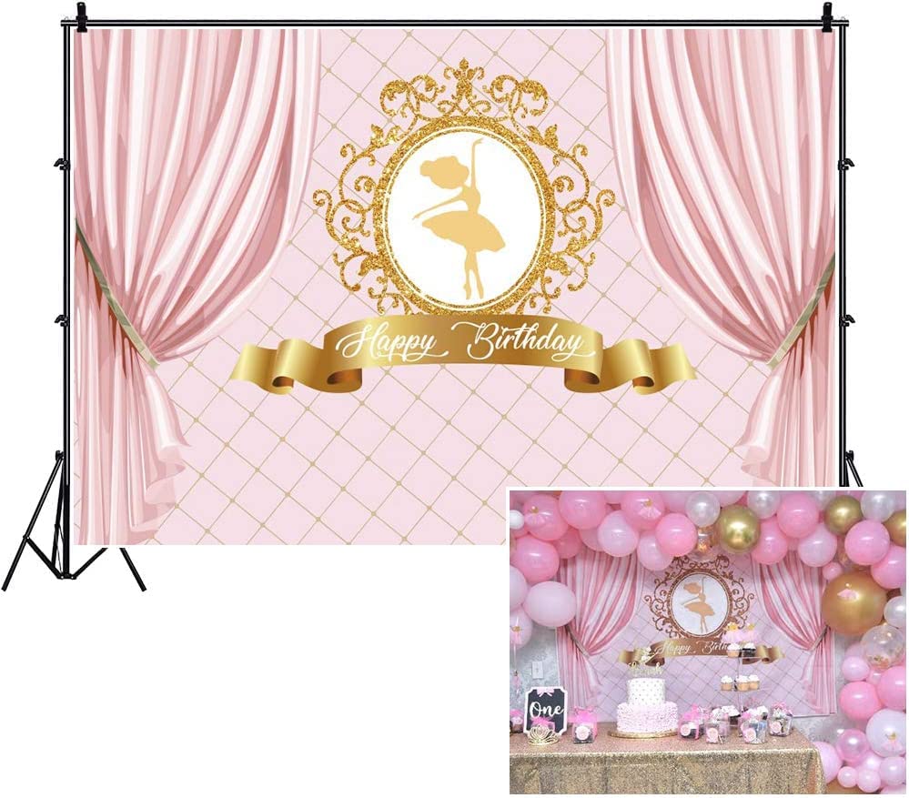 CSFOTO 10x8ft Ballerina Birthday Backdrop - Princess Party Decorations for Ballet Theme, 4th Birthday Background Banner - Perfect for Birthday Parties, Baby Showers & Dance Recitals