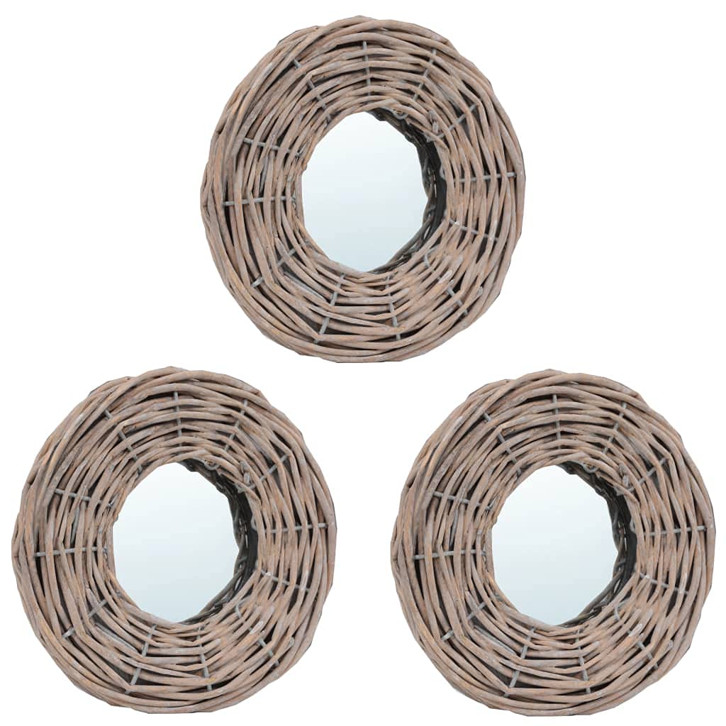 Festnight Wicker Wall Mirror Set - 3 Pack 5.9